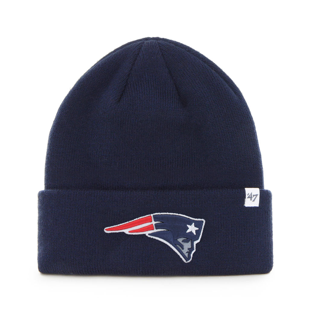 New England Patriots NFL 47 Brand Bonnet en tricot bleu marine à revers surélevé pour hommes