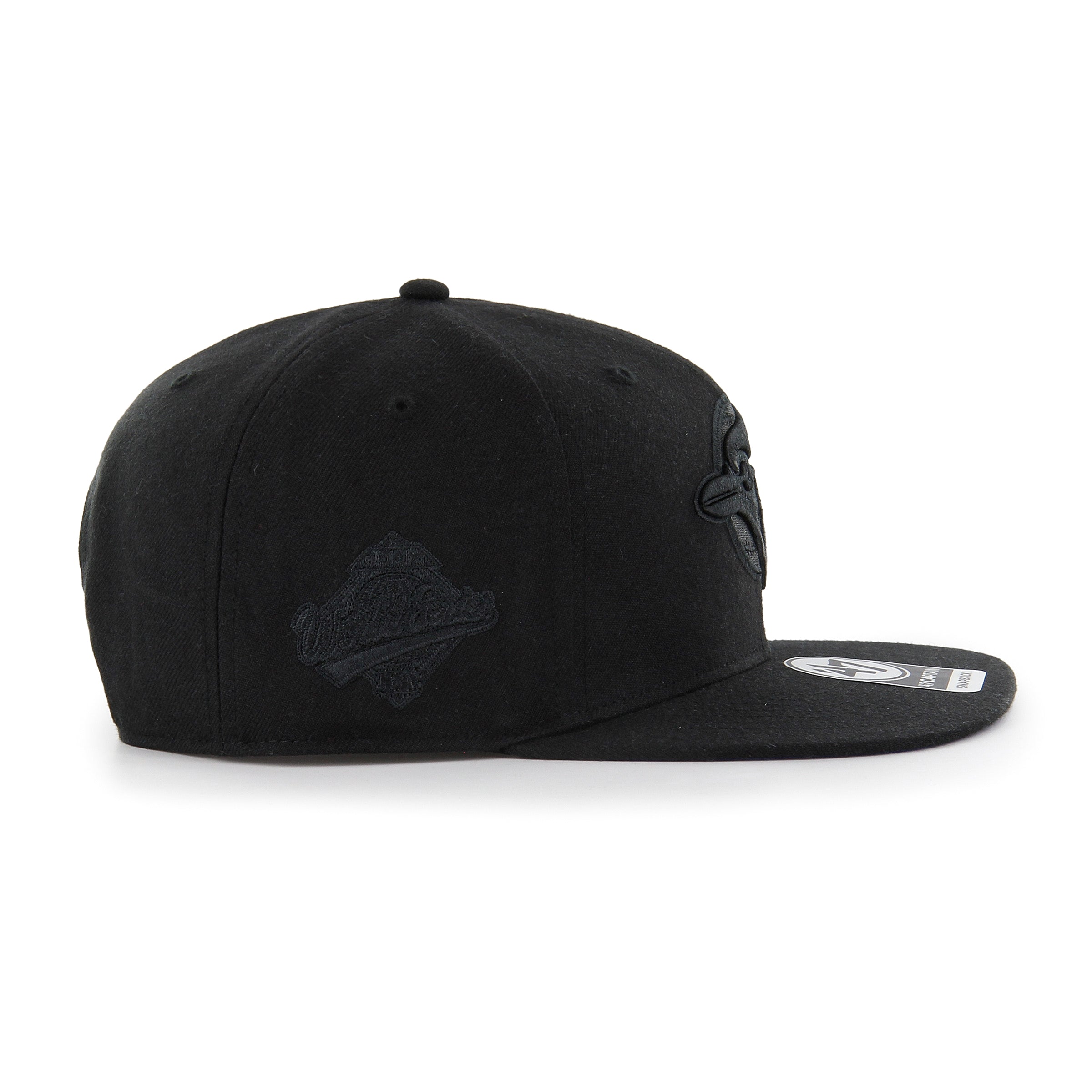 Toronto Blue Jays MLB 47 Brand Hommes Noir sur Noir 1992 World Series Sure Shot Sous Captain Snapback