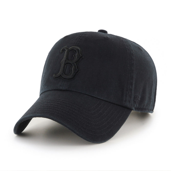 Boston Red Sox MLB 47 Brand Men's Black on Black Clean Up Adjustable Hat