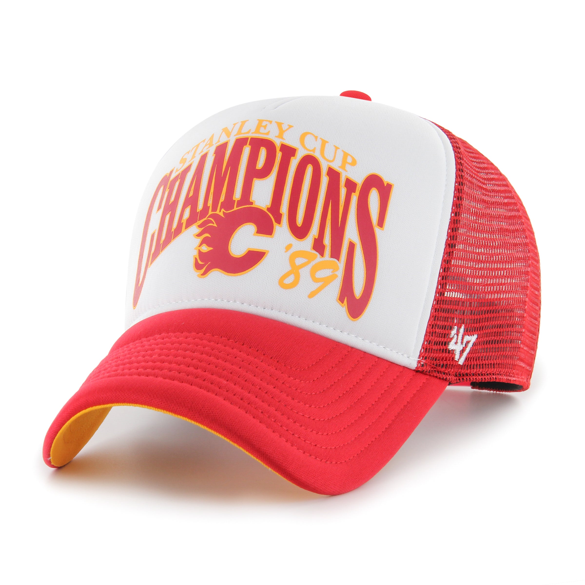 Calgary Flames NHL 47 Brand Men's Red Championship Offside Foam Trucker Snapback