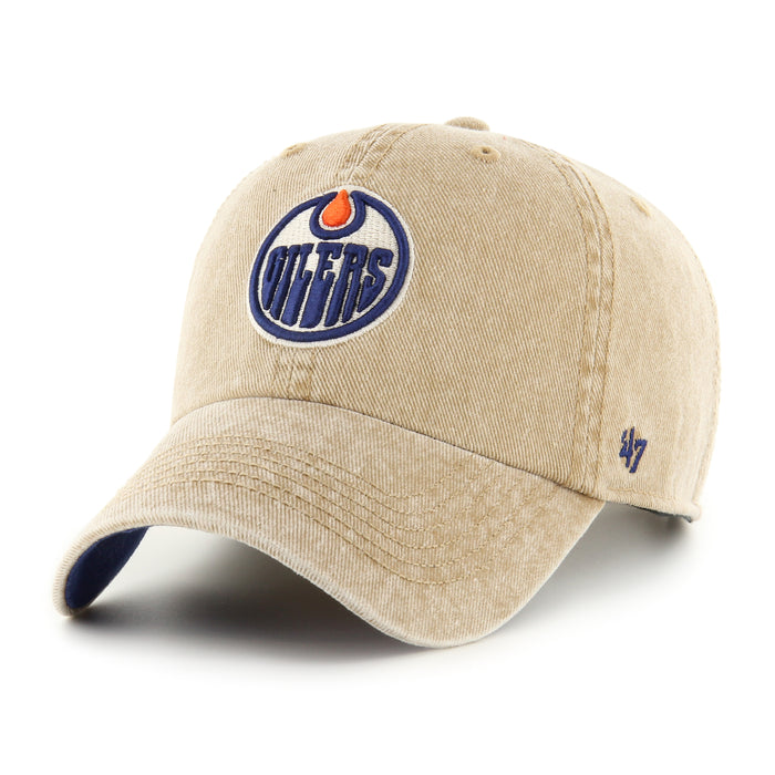 Edmonton Oilers NHL 47 Brand Men's Beige Earldor Clean Up Adjustable Hat