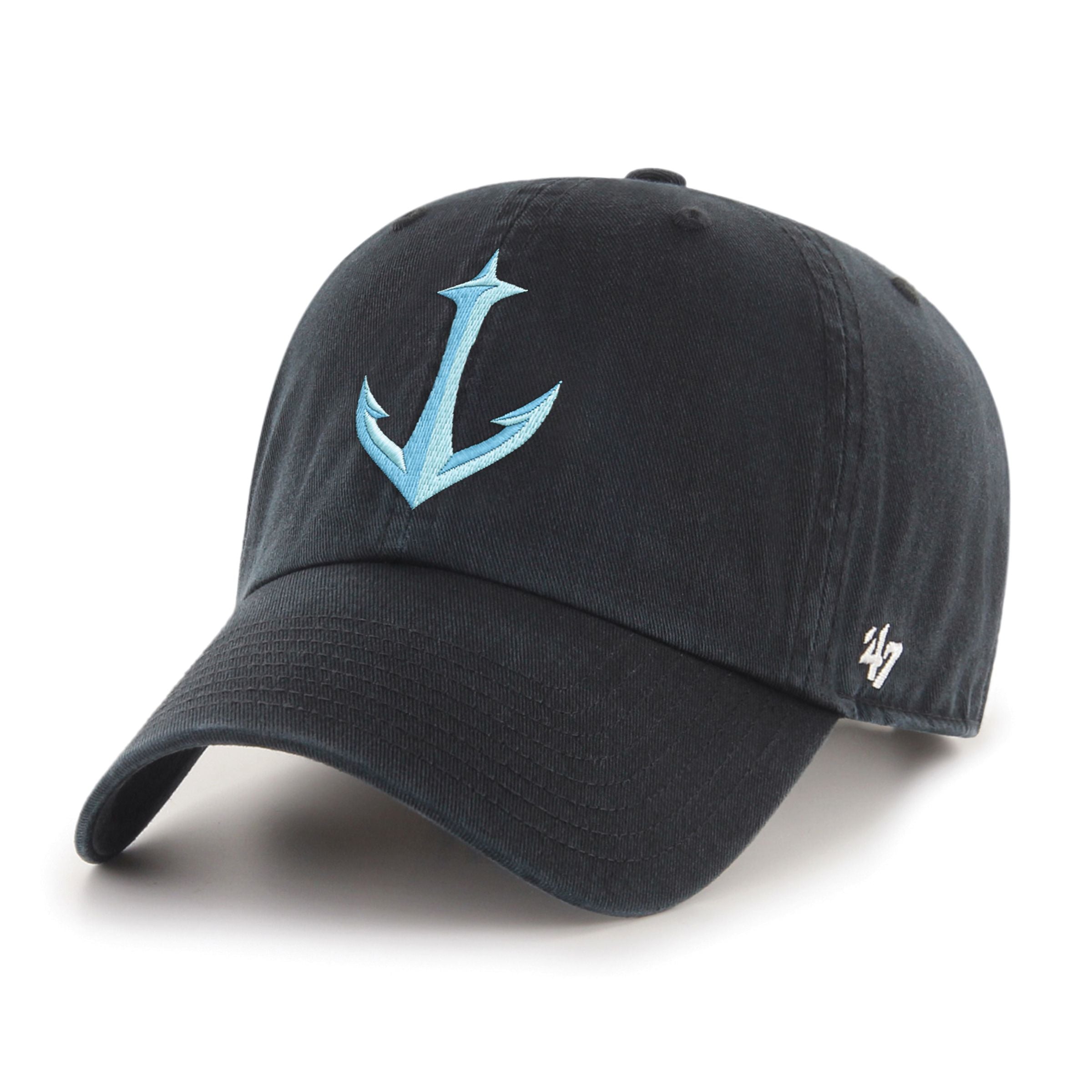 Seattle Kraken NHL 47 Brand Men's Black Anchor Logo Clean Up Adjustable Hat