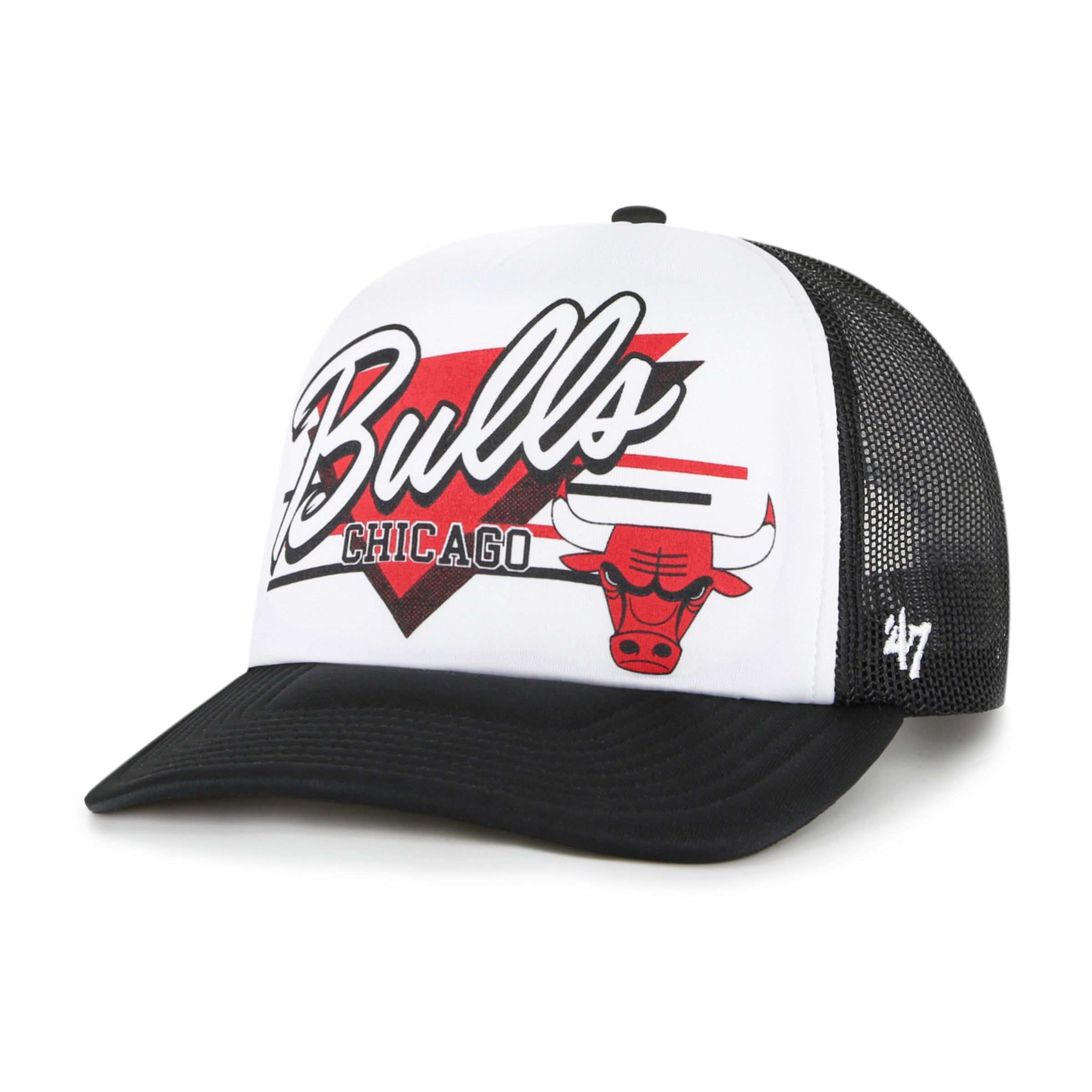 Chicago Bulls NBA 47 Brand Casquette de camionneur en mousse noire Hangout pour hommes