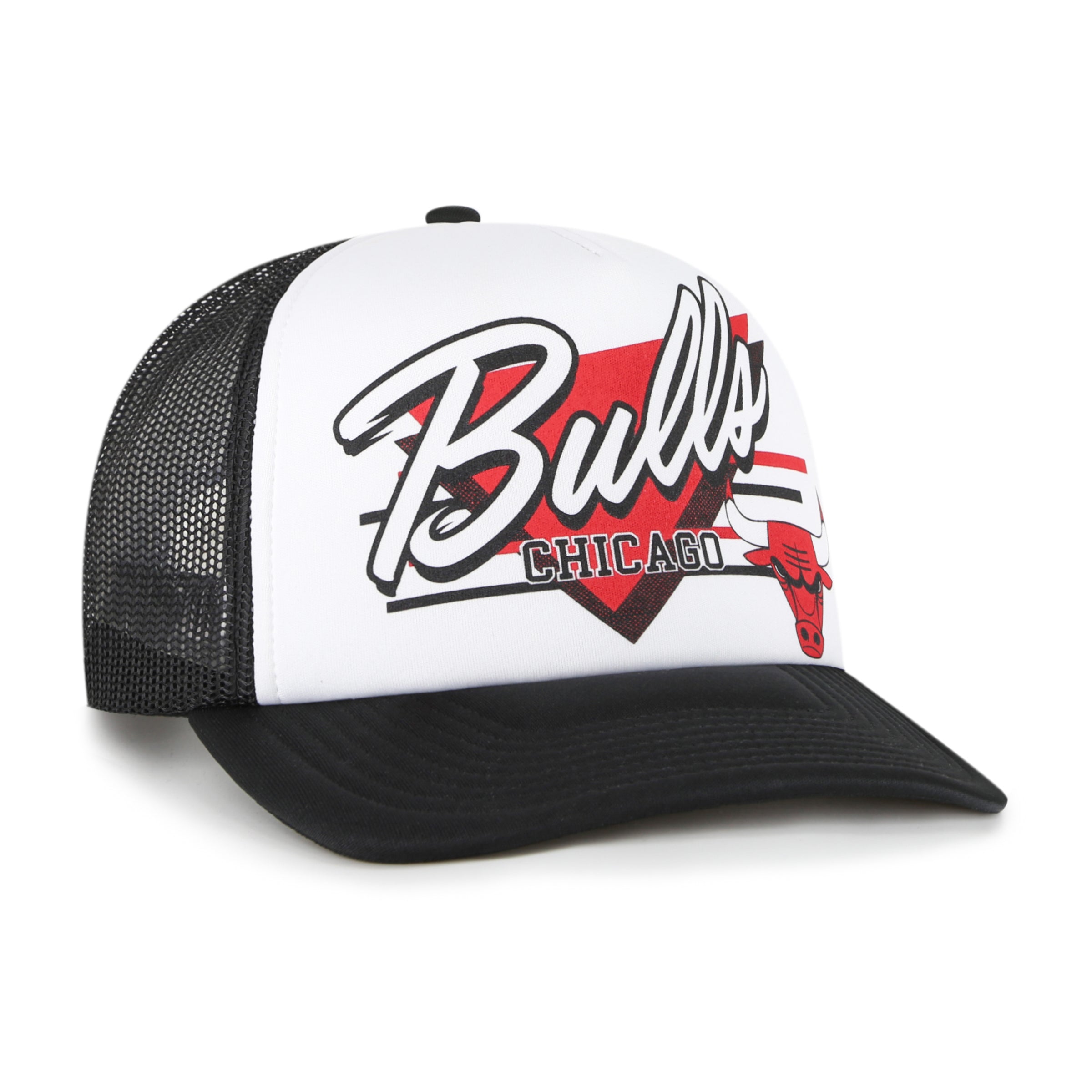 Chicago Bulls NBA 47 Brand Casquette de camionneur en mousse noire Hangout pour hommes