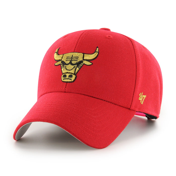 Chicago Bulls NBA 47 Brand Men's Red MVP Gold Logo Adjustable Hat