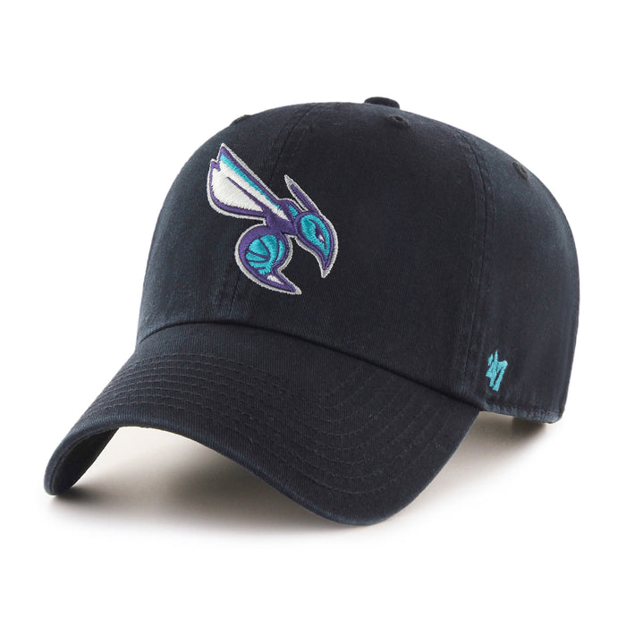 Charlotte Hornets NBA 47 Brand Men's Black Clean Up Adjustable Hat
