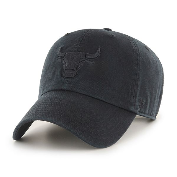 Chicago Bulls NBA 47 Brand Men's Black on Black Clean Up Adjustable Hat