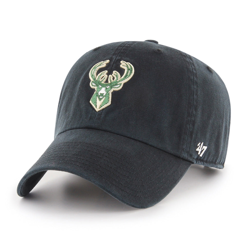 Milwaukee Bucks NBA 47 Brand Men's Black Clean Up Adjustable Hat