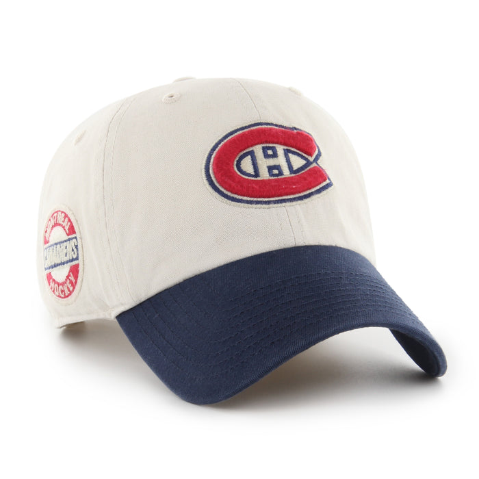 Montreal Canadiens NHL 47 Brand Men's Cream Vintage Sidestep Clean Up Adjustable Hat