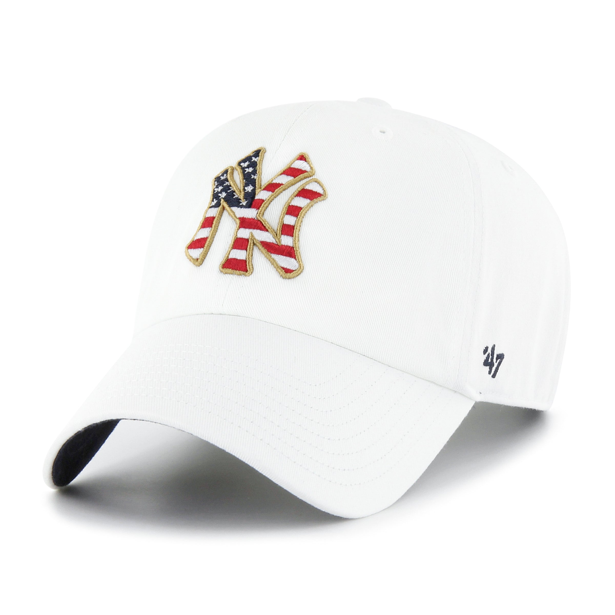 New York Yankees MLB 47 Brand Men's White Patriotic Clean Up Adjustable Hat