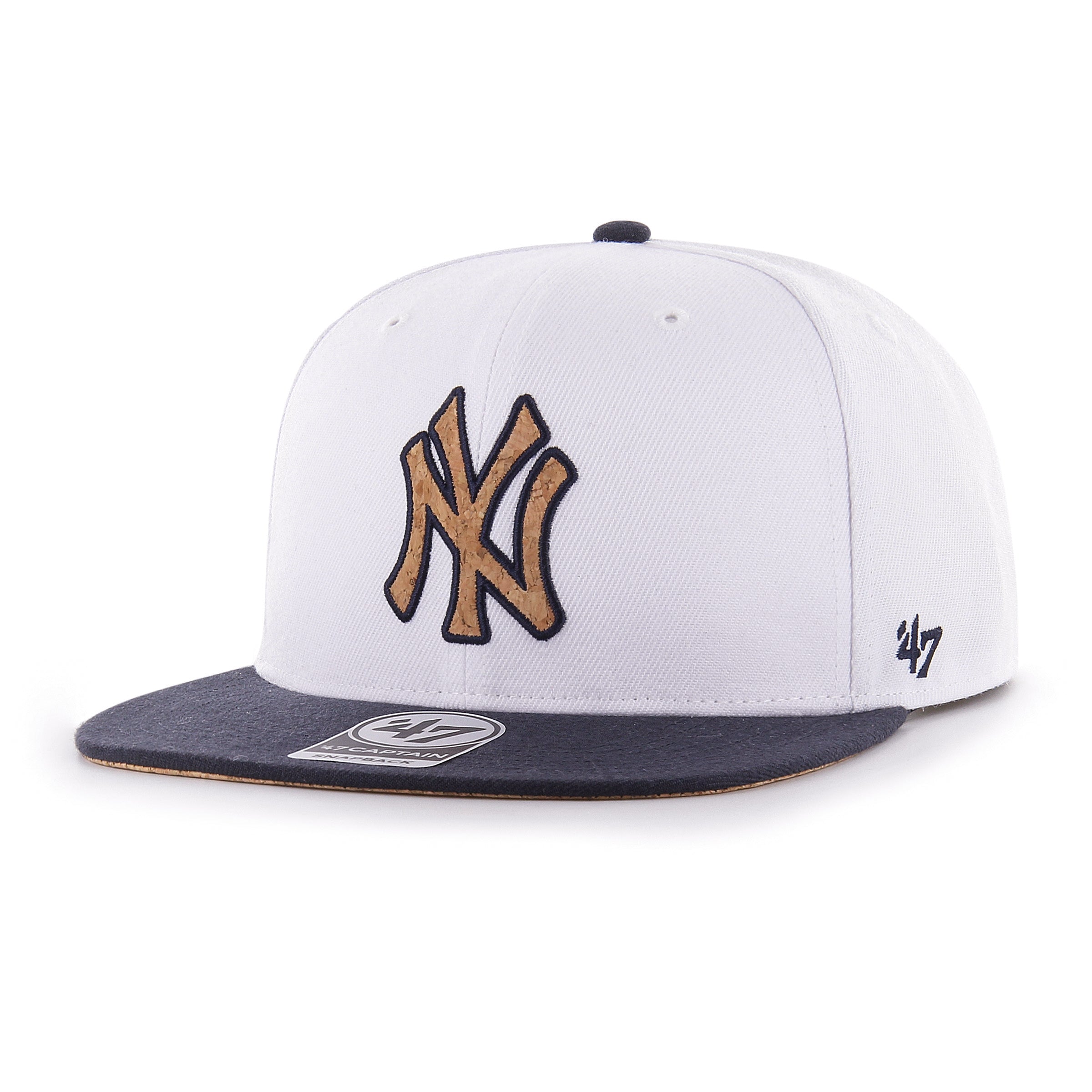 New York Yankees MLB 47 Brand Tire-bouchon blanc Captain Snapback pour hommes