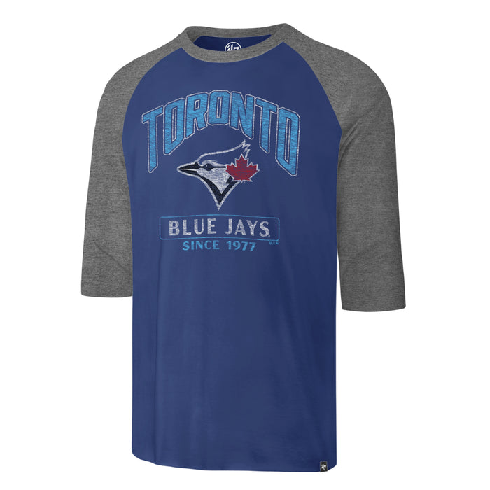 Toronto Blue Jays MLB 47 Brand Men's Royal Tracer Franklin Raglan 3/4 Sleeve Shirt