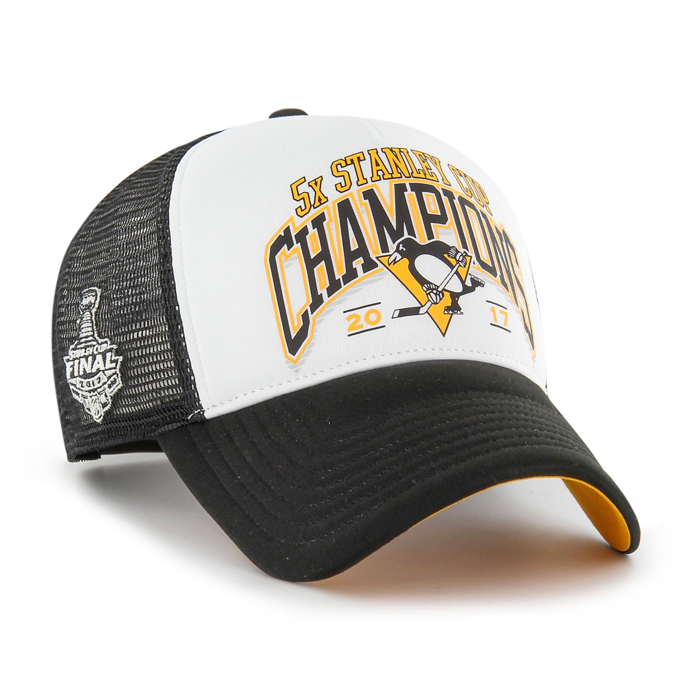 Pittsburgh Penguins NHL 47 Brand Men's Black Championship Offside Foam Trucker Snapback