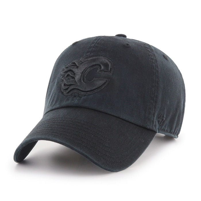 Calgary Flames NHL 47 Brand Men's Black on Black Clean Up Adjustable Hat