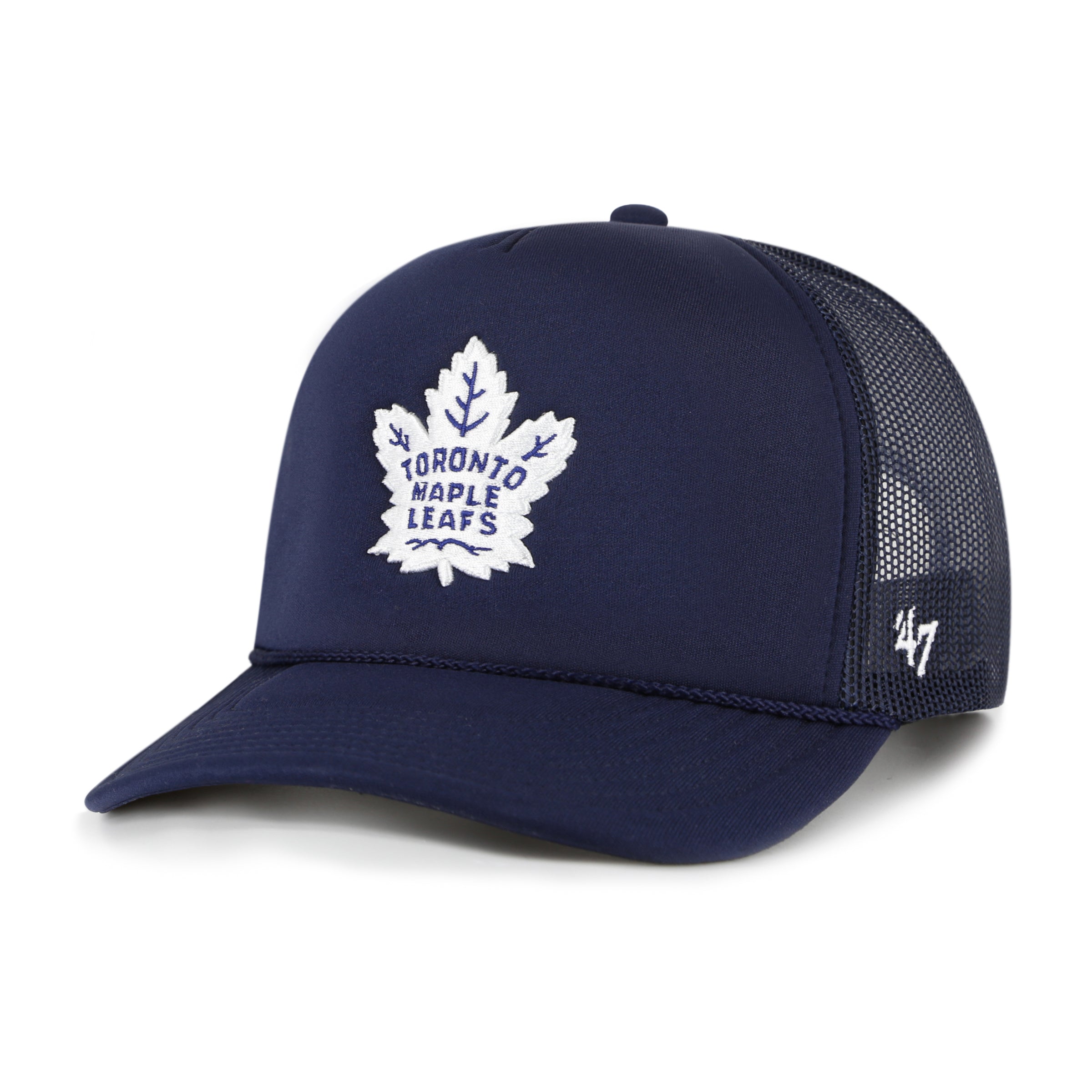 Toronto Maple Leafs NHL 47 Brand Snapback de camionneur en mousse bleu marine sur le devant pour hommes