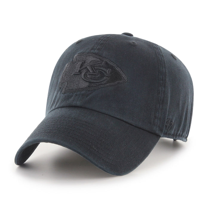 Kansas City Chiefs NFL 47 Brand Men's Black On Black Clean up Adjustable Hat