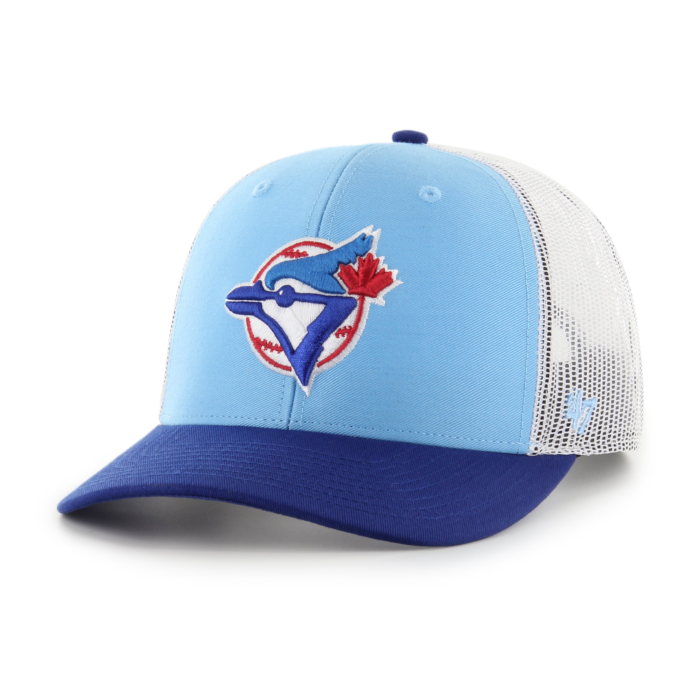 Casquette de camionneur à visière bleue claire/bleu royal pour homme des Toronto Blue Jays MLB 47 Brand