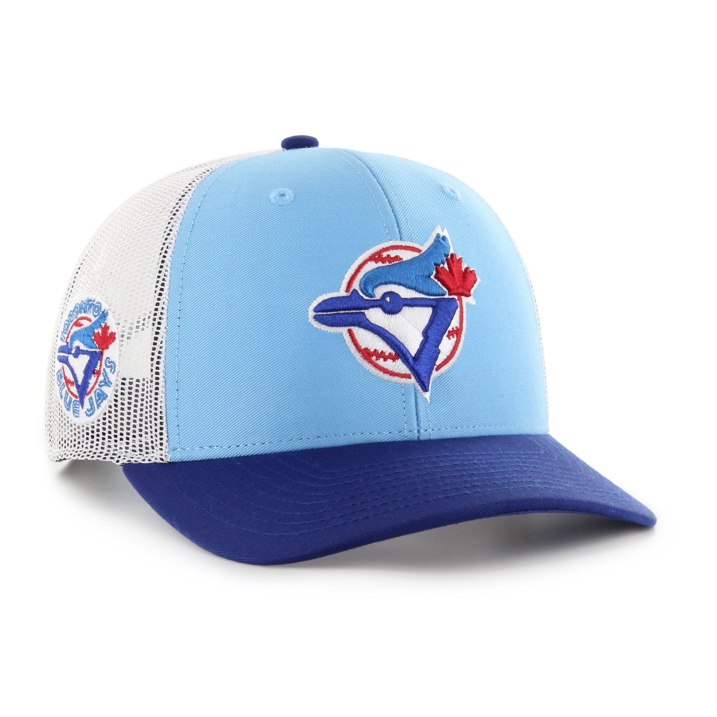 Casquette de camionneur à visière bleue claire/bleu royal pour homme des Toronto Blue Jays MLB 47 Brand