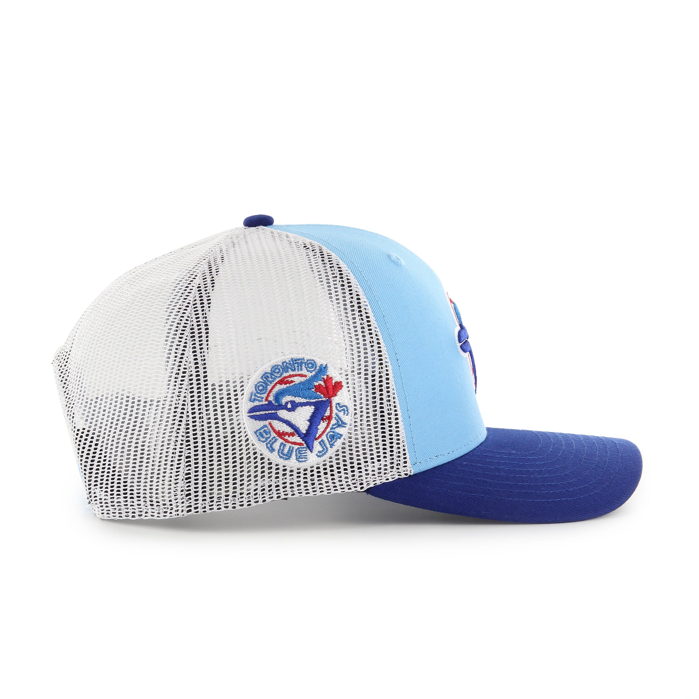 Casquette de camionneur à visière bleue claire/bleu royal pour homme des Toronto Blue Jays MLB 47 Brand