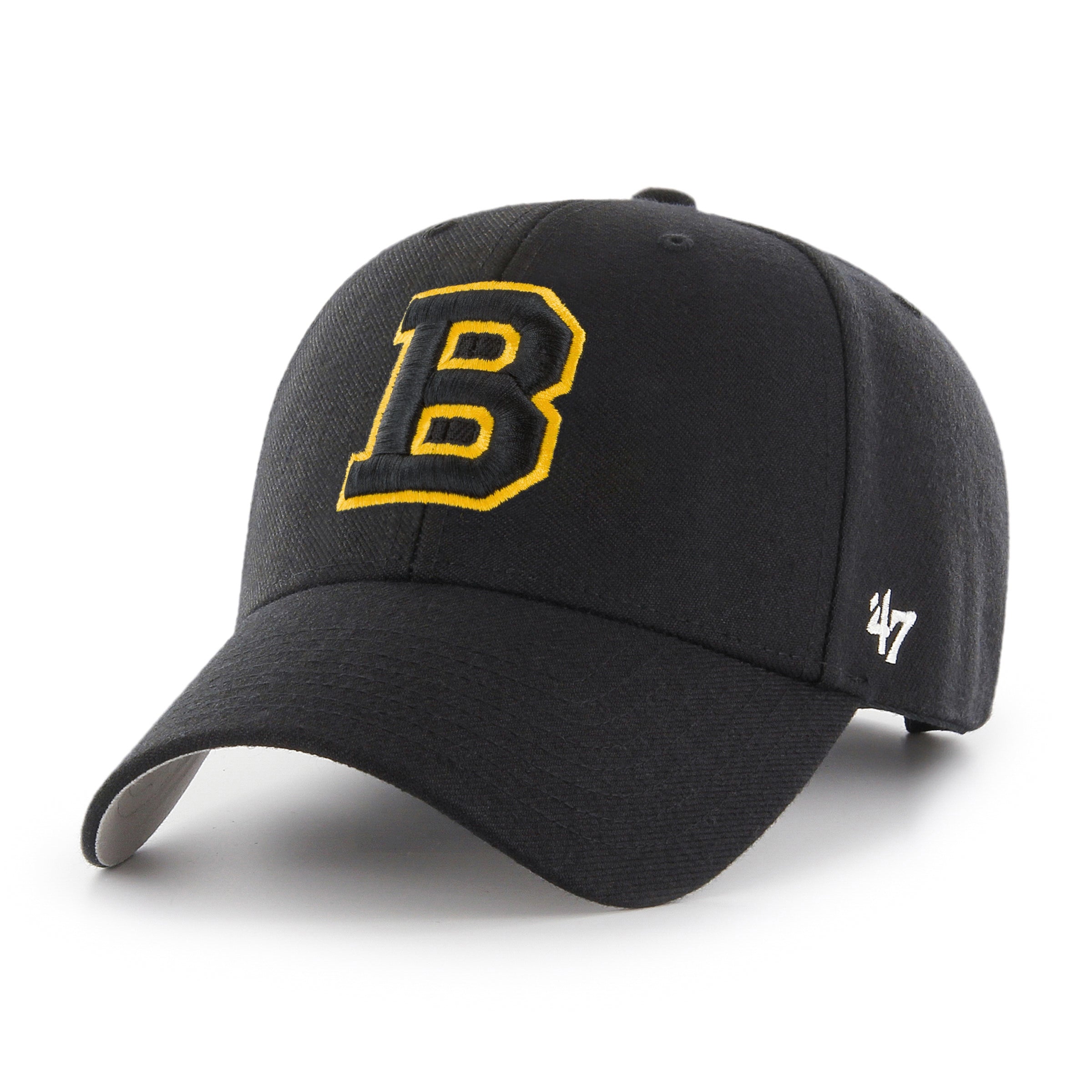 Boston Bruins NHL 47 Brand Men's Black 1933 B Logo MVP Adjustable Hat