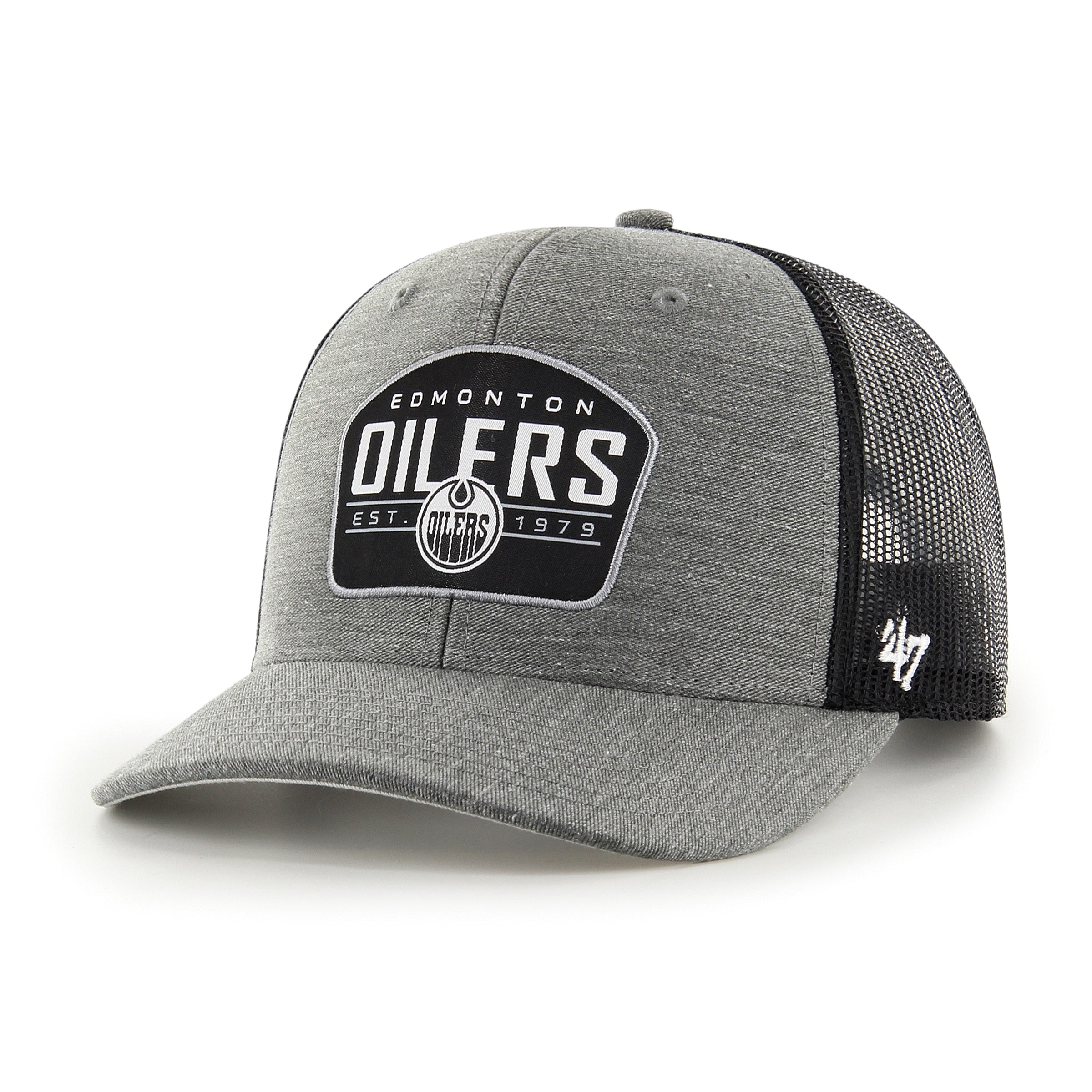 Casquette à visière snapback grise ardoise pour homme des Oilers d'Edmonton NHL 47 Brand