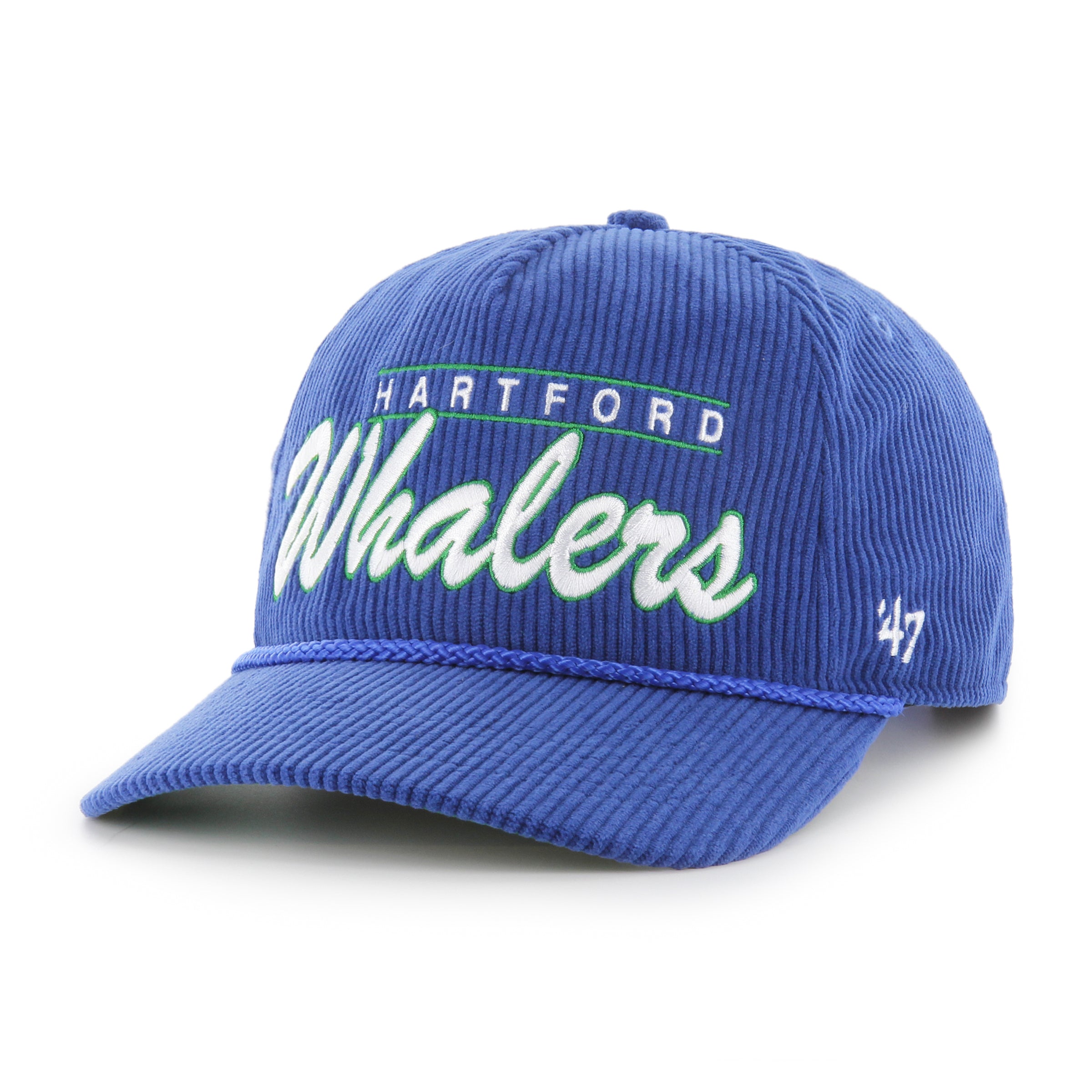 Hartford Whalers NHL 47 Brand Men's Royal Double Header Thick Cord Hitch Snapback Hat