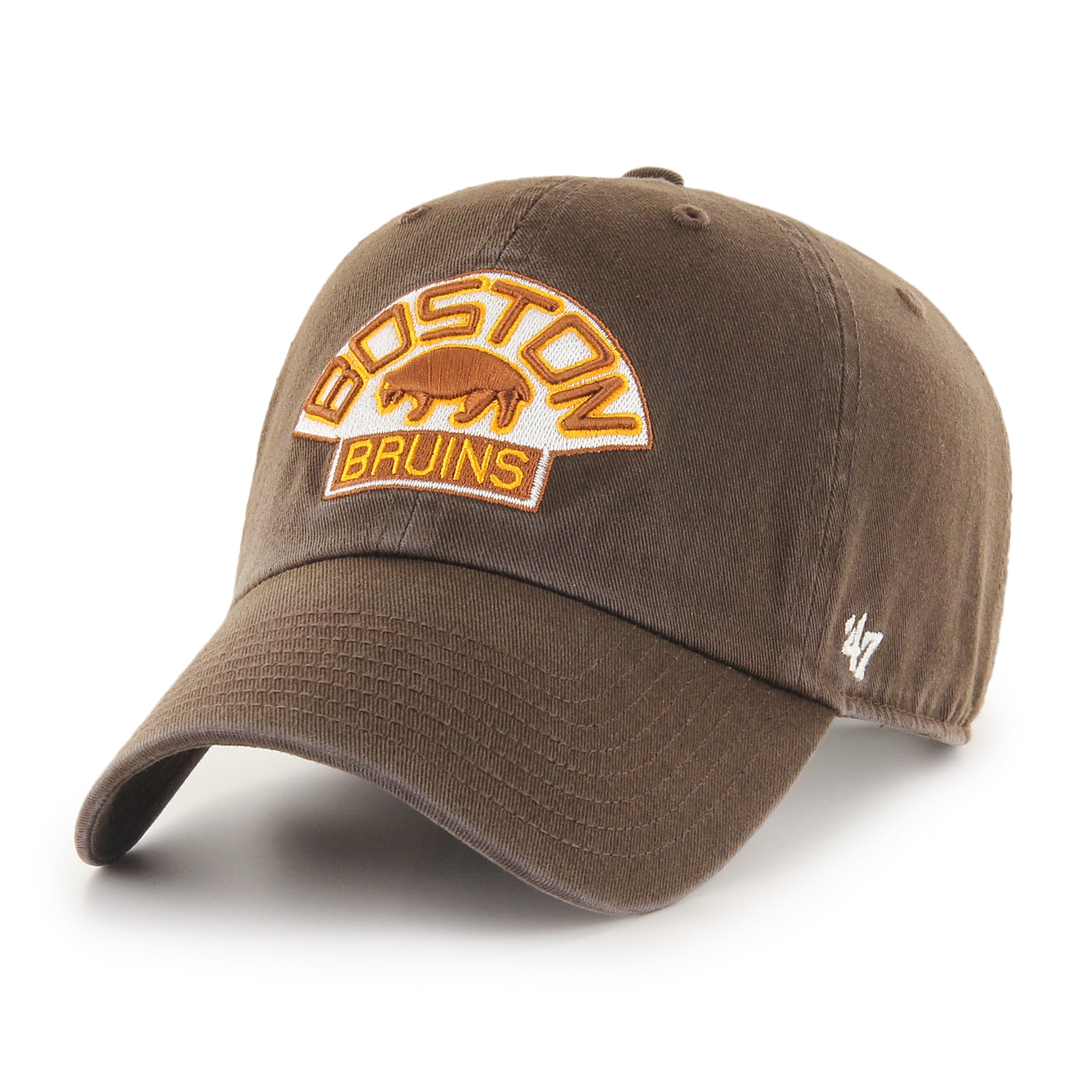 Boston Bruins NHL 47 Brand Men's Brown Vintage Bear Logo Clean Up Adjustable Hat