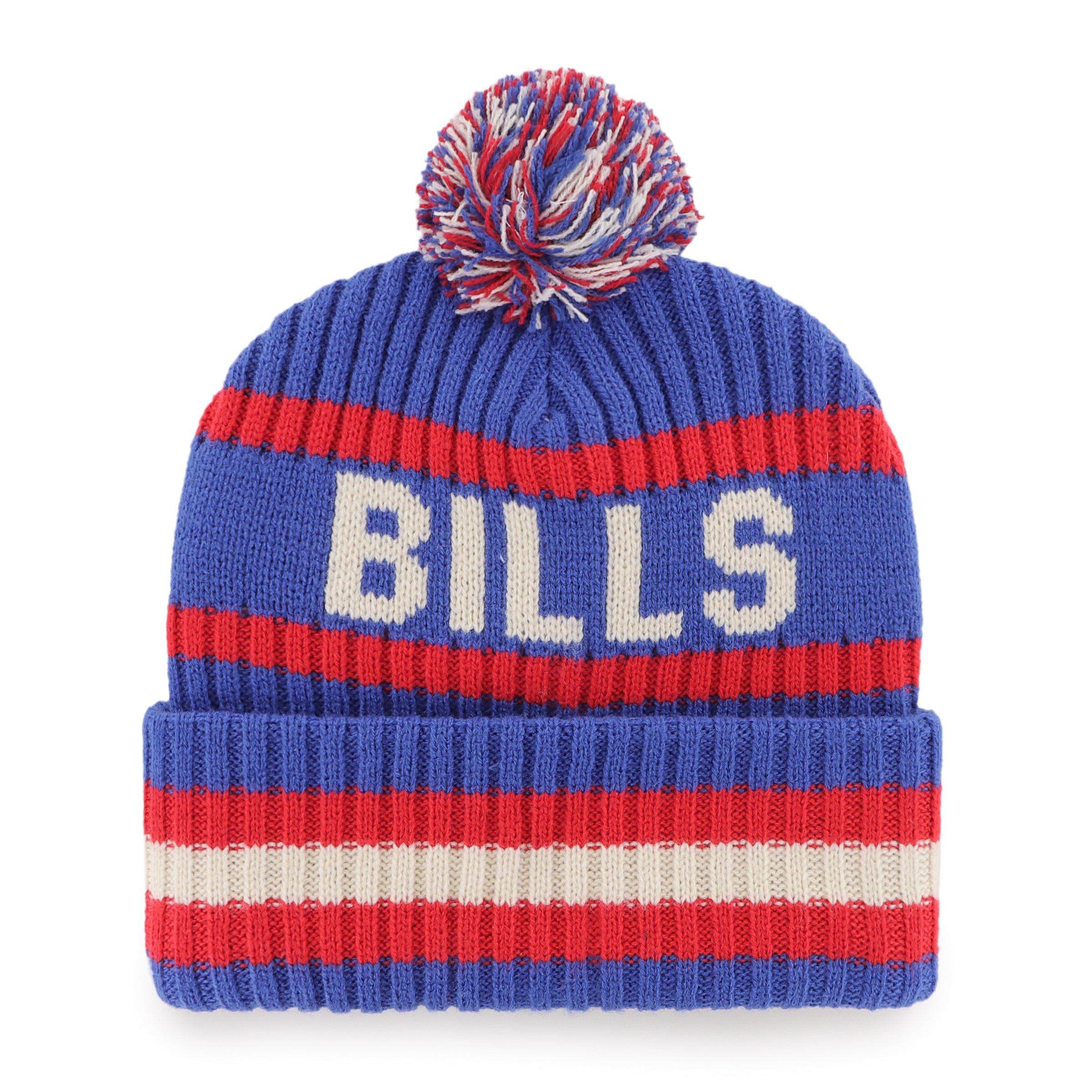 Buffalo Bills NFL 47 Brand Men's Royal/Red Bering Cuff Pom Knit