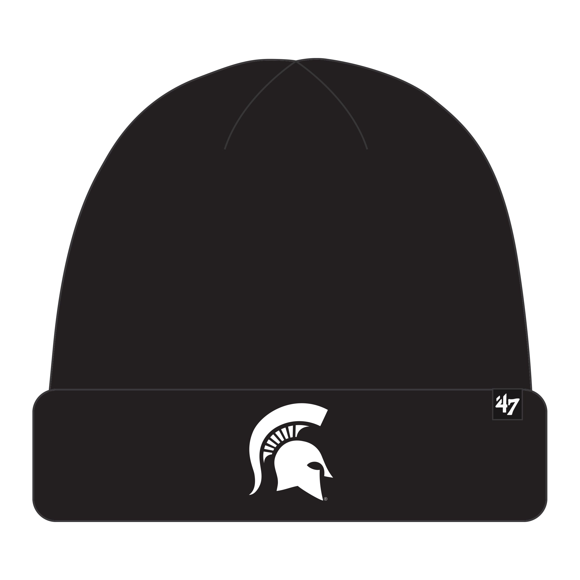 Bonnet en tricot à revers surélevé noir pour homme Michigan State Spartans NCAA 47 Brand