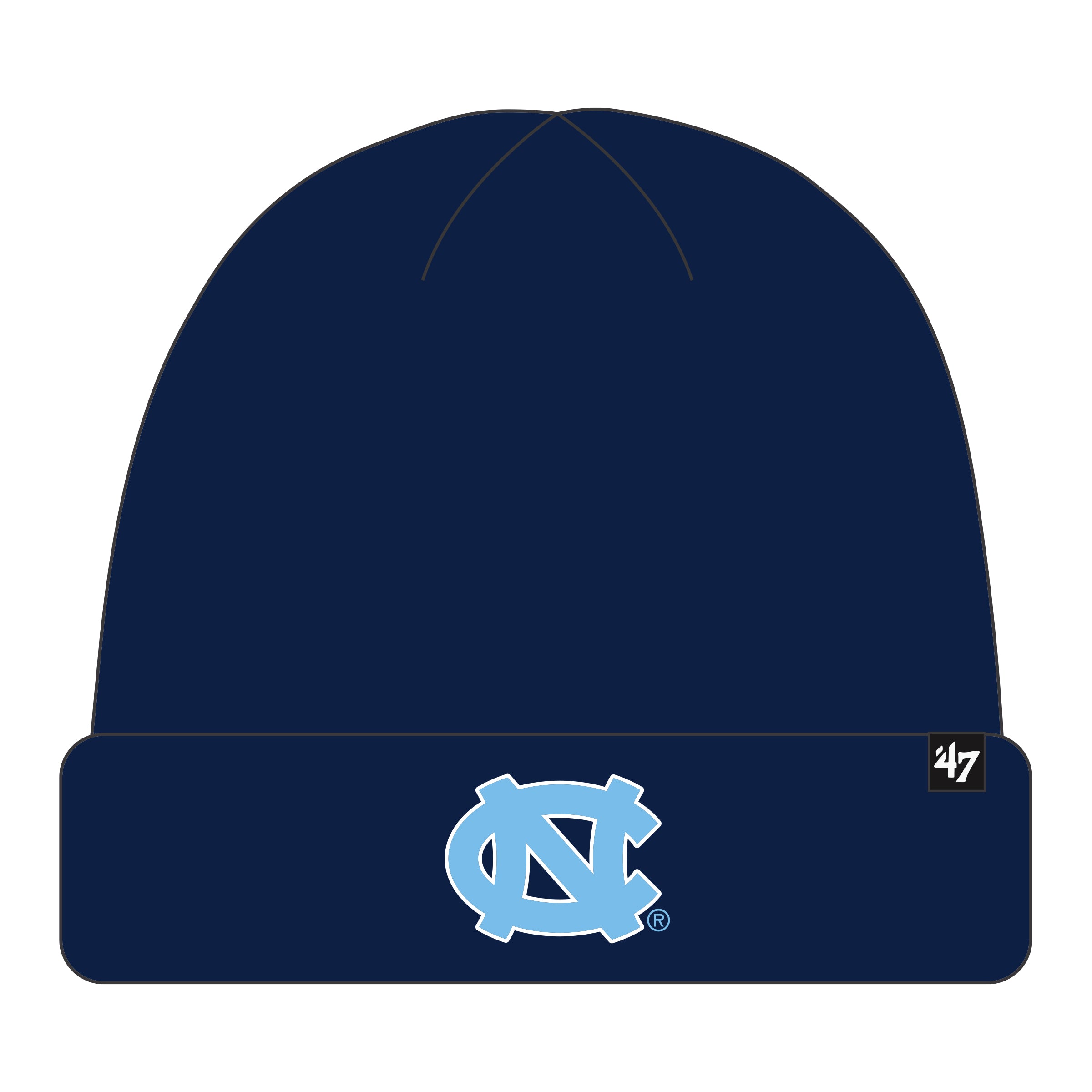 Bonnet en tricot à revers surélevé bleu marine NCAA 47 Brand pour homme des Tarheels de Caroline du Nord