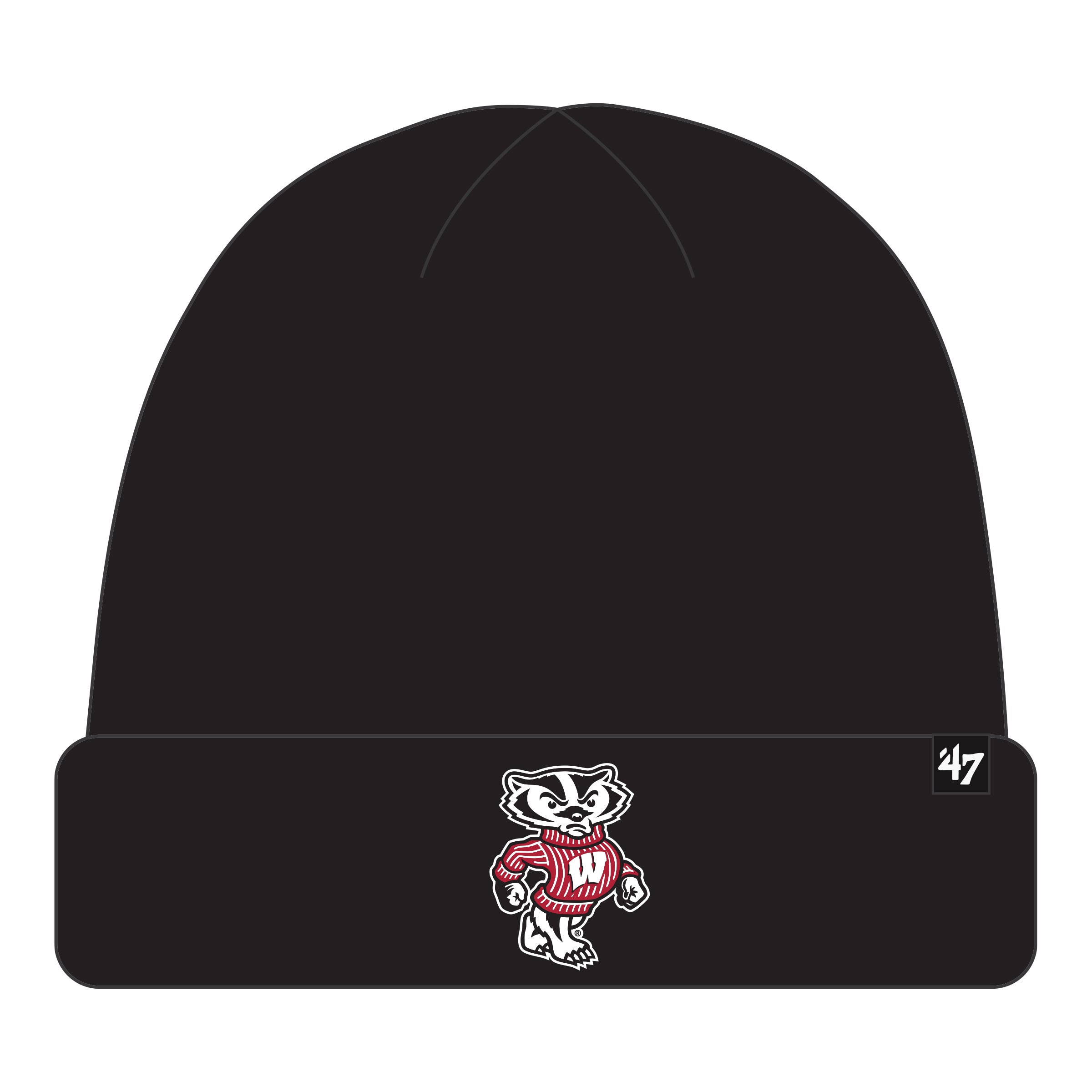 Wisconsin Badgers NCAA 47 Brand Men's Black Raised Cuff Knit Hat