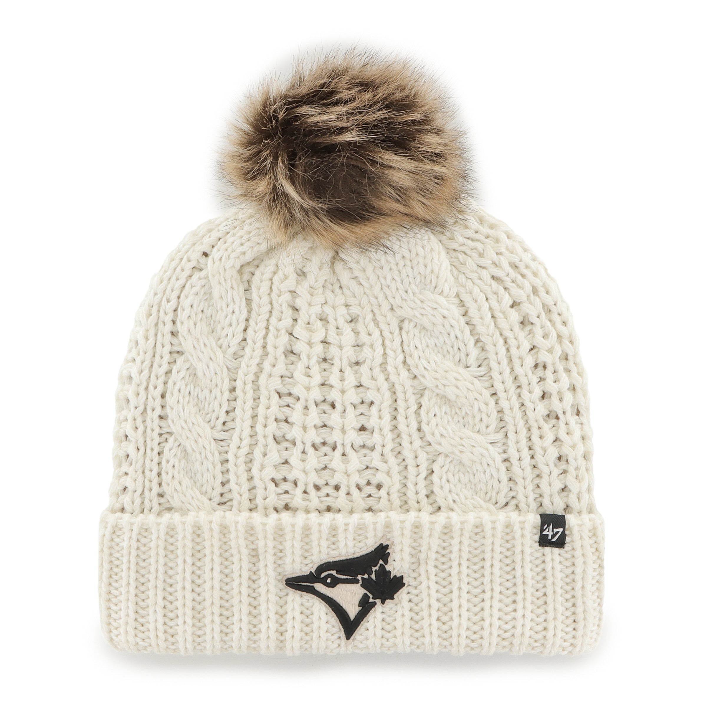 Toronto Blue Jays MLB 47 Brand Women's Beige Meeko Cuff Pom Knit