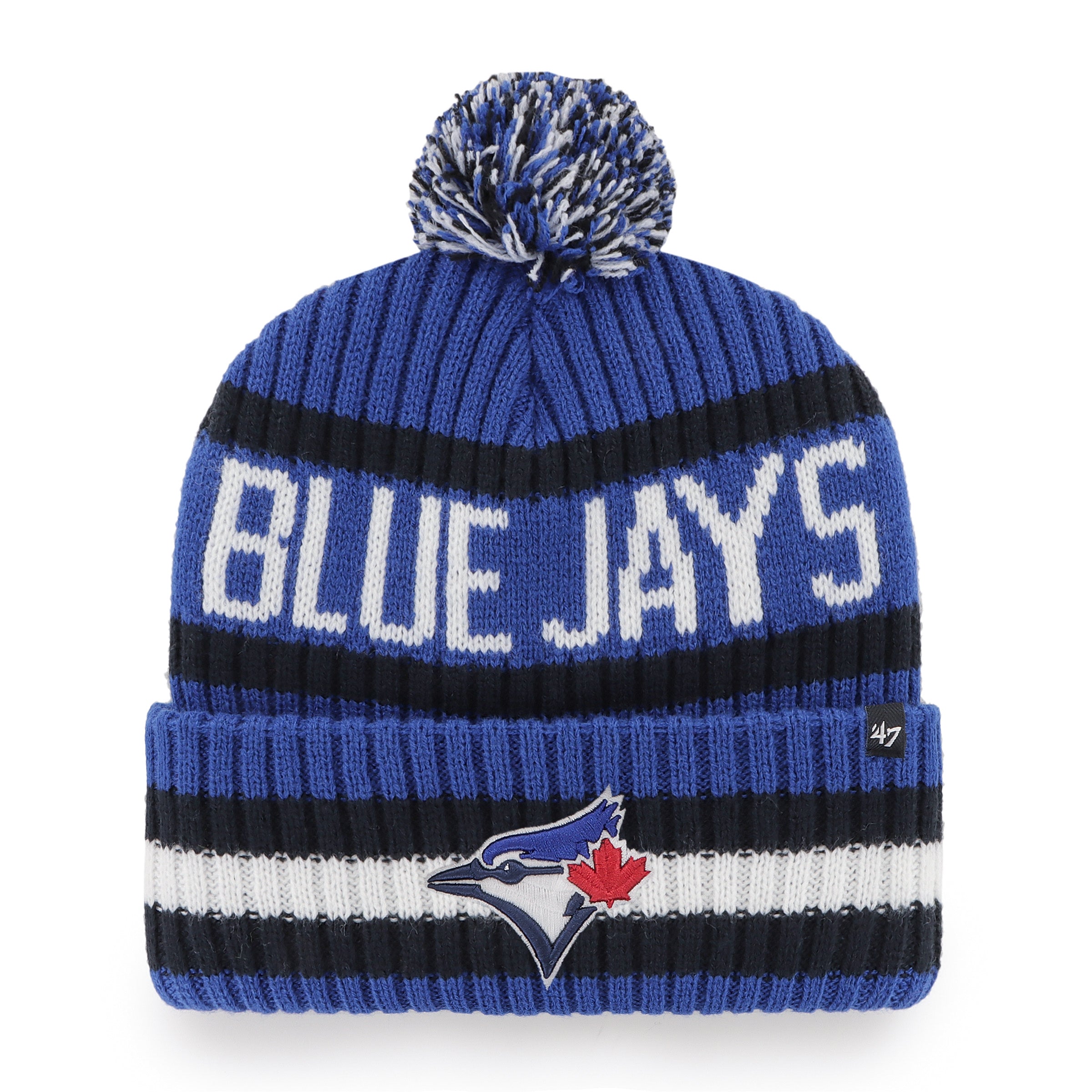 Toronto Blue Jays MLB 47 Brand Men's Royal/Black Bering Cuff Pom Knit