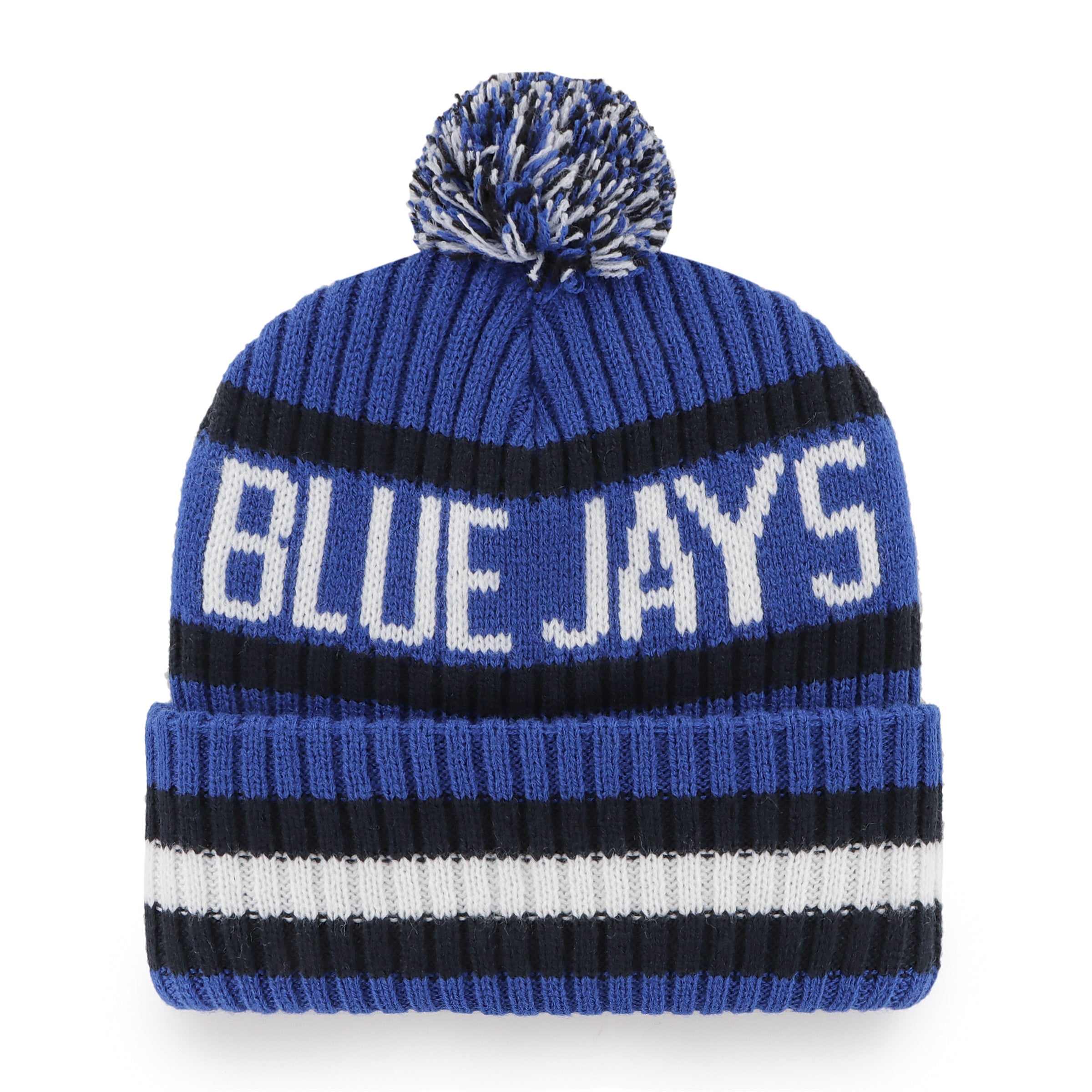 Toronto Blue Jays MLB 47 Brand Men's Royal/Black Bering Cuff Pom Knit