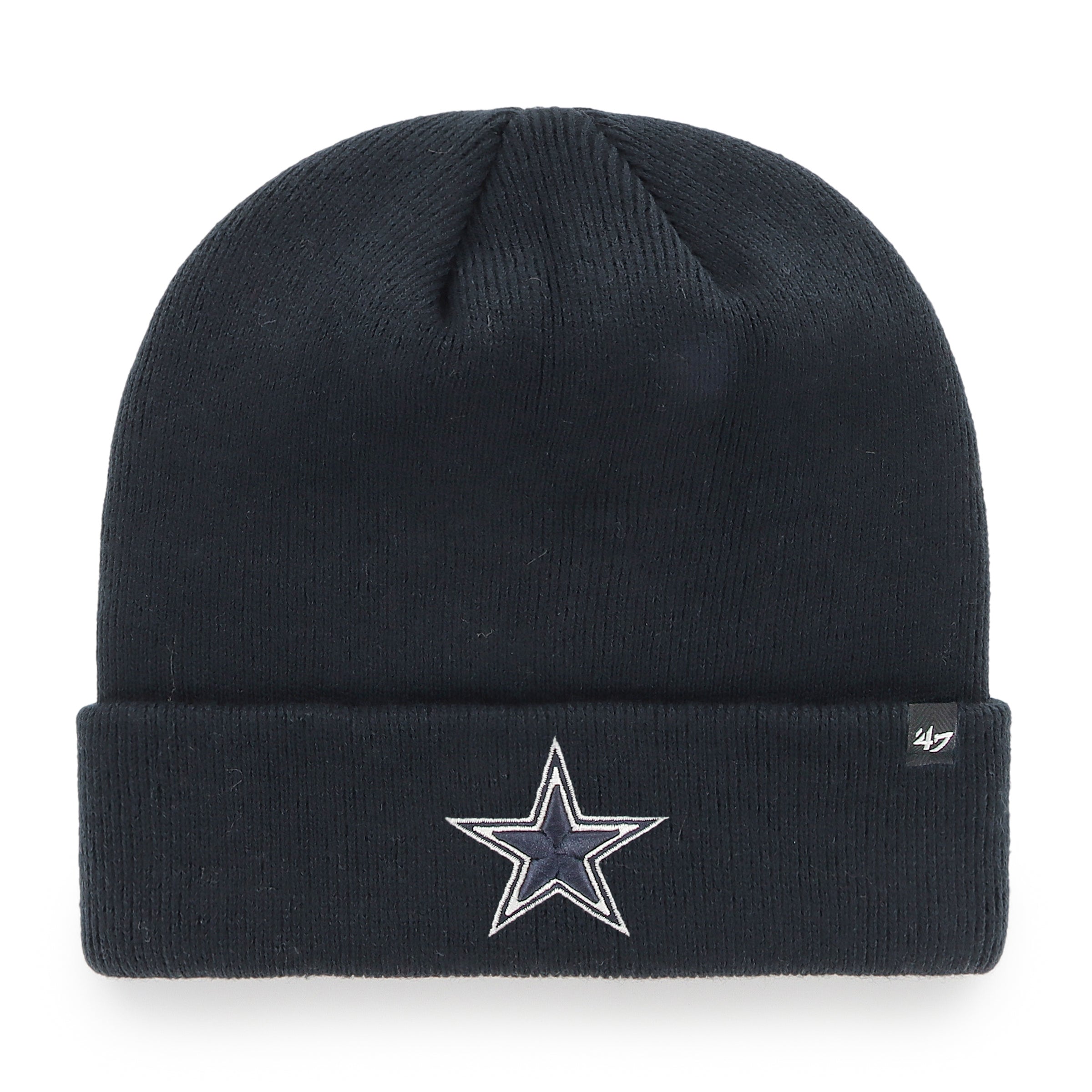 Bonnet en tricot à revers surélevé bleu marine pour homme Dallas Cowboys NFL 47 Brand