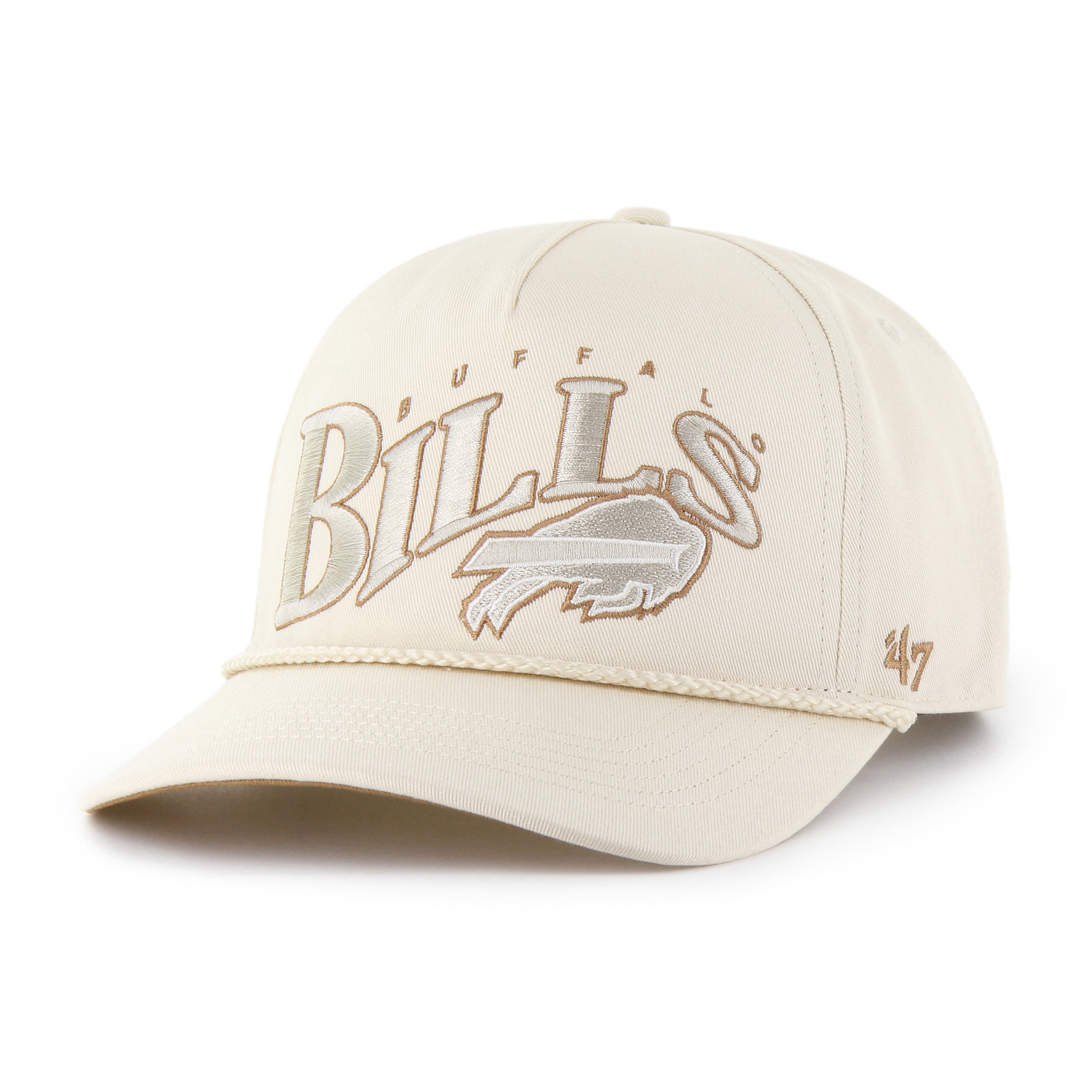 Casquette ajustable à corde ondulée naturelle pour homme Buffalo Bills NFL 47 Brand