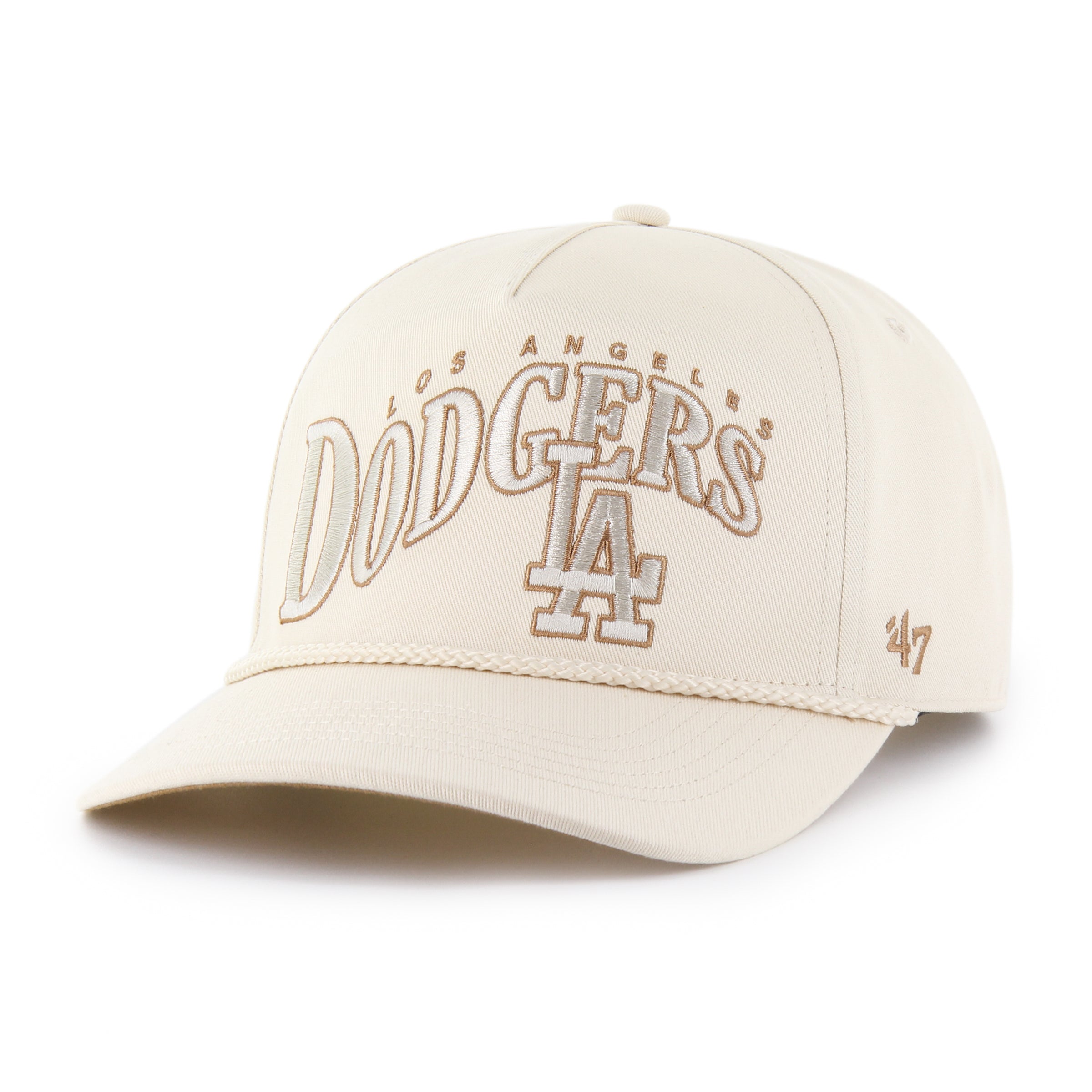 Casquette ajustable en corde ondulée naturelle pour homme de marque MLB 47 des Dodgers de Los Angeles