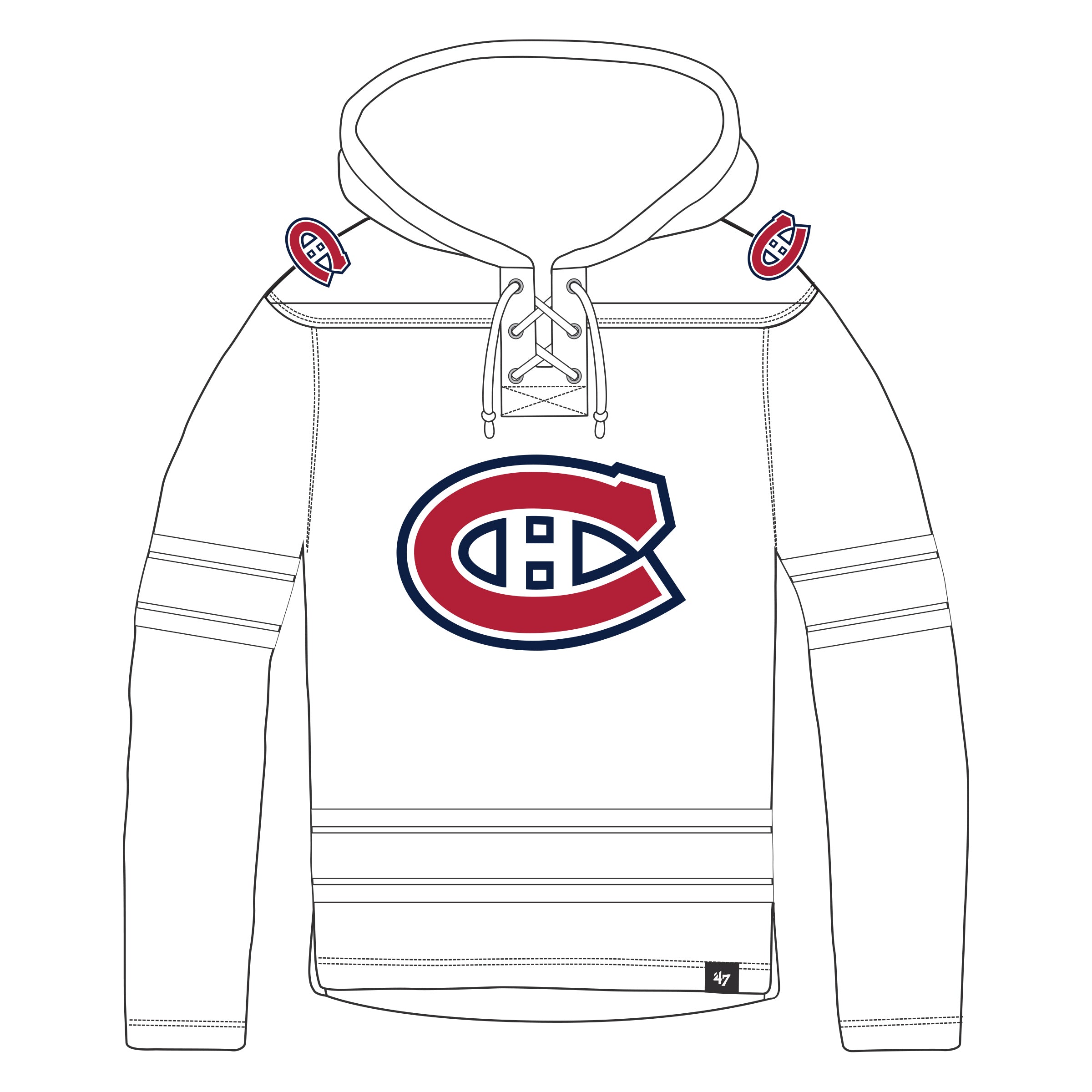 Montreal Canadiens NHL 47 Brand Men's White Out Heavyweight Lacer Hoodie