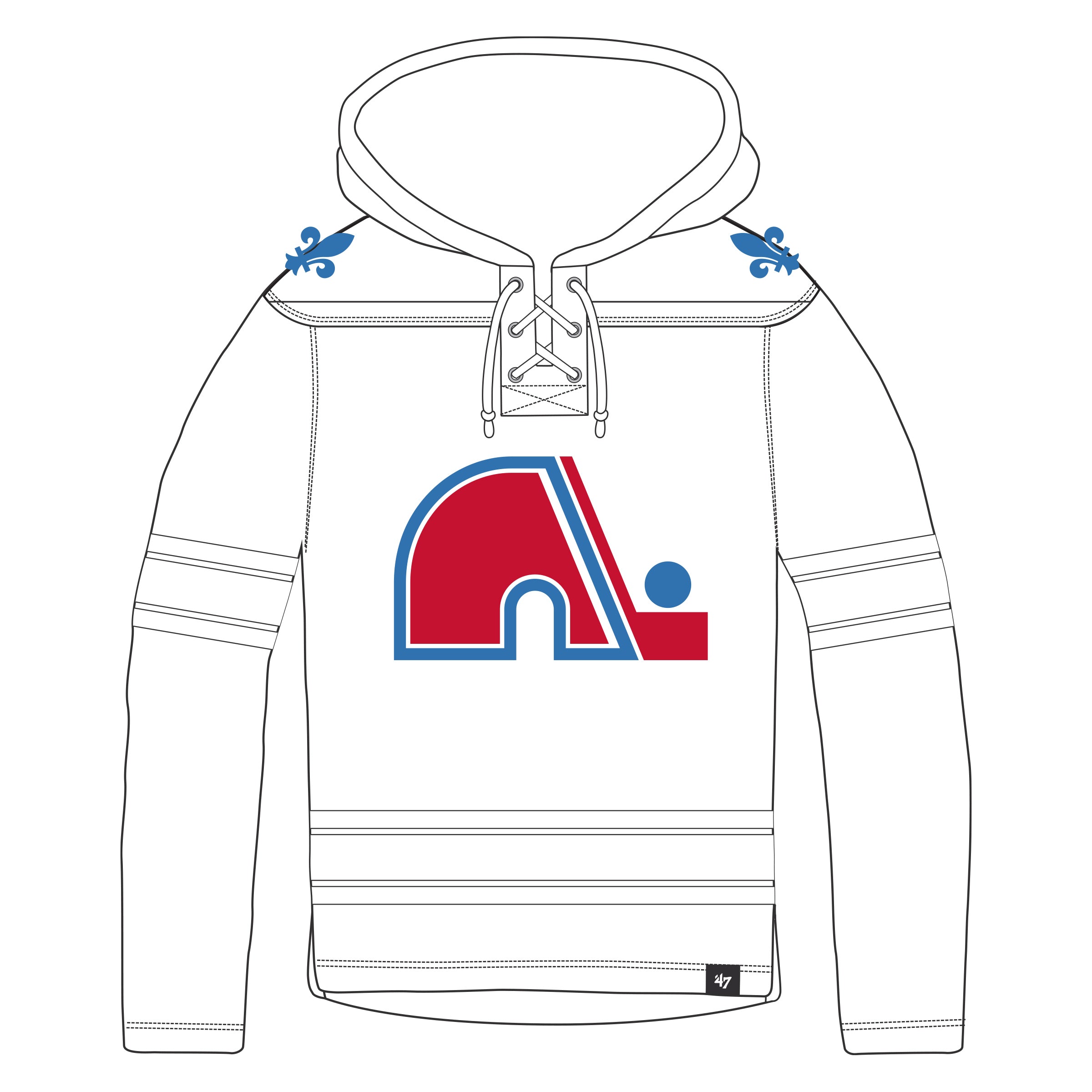 Quebec Nordiques NHL 47 Brand Men's White Out Heavyweight Lacer Hoodie