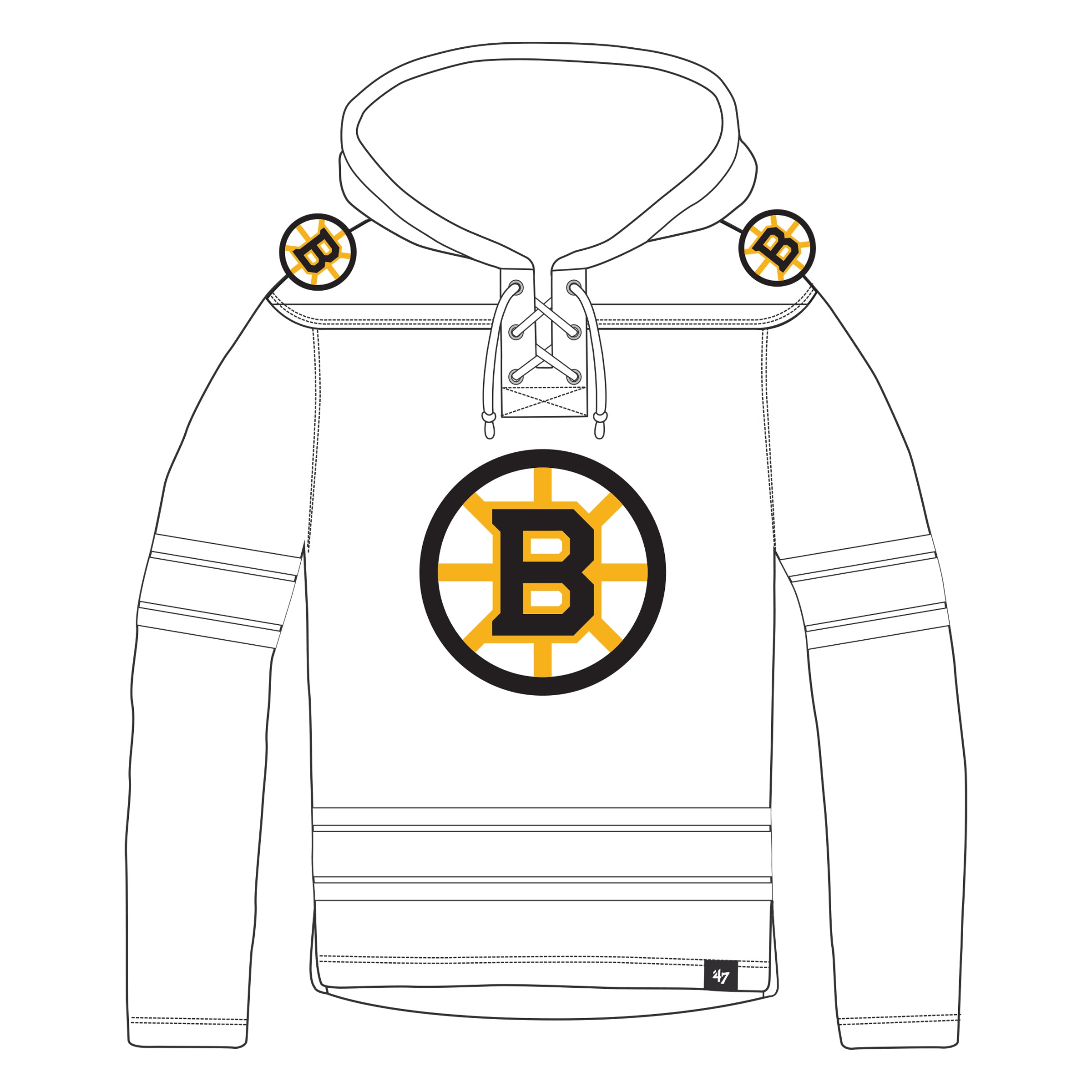 Boston Bruins NHL 47 Brand Men's White Out Heavyweight Lacer Hoodie