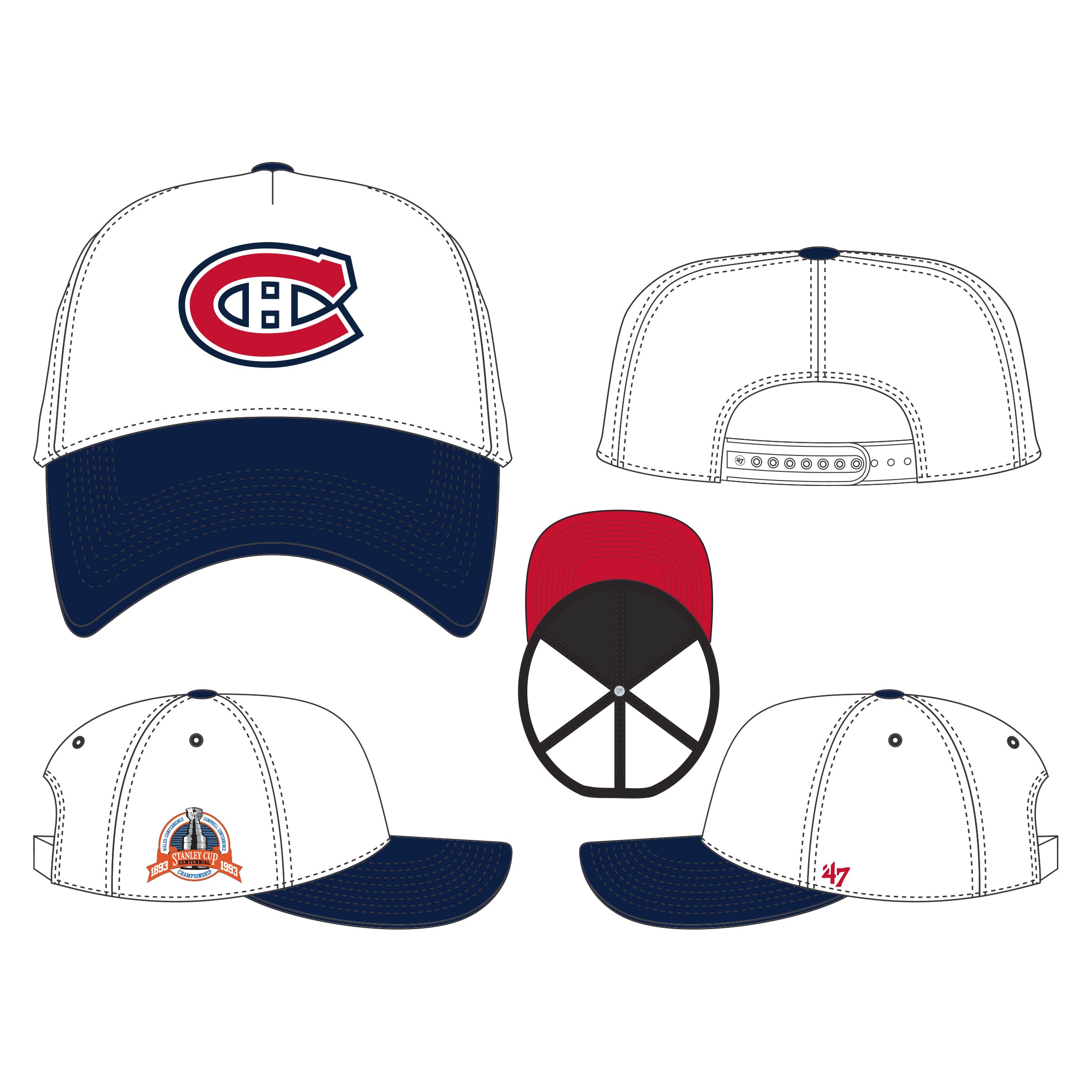 Montreal Canadiens NHL 47 Brand Men's Whiteout MVP Sure Shot Snapback