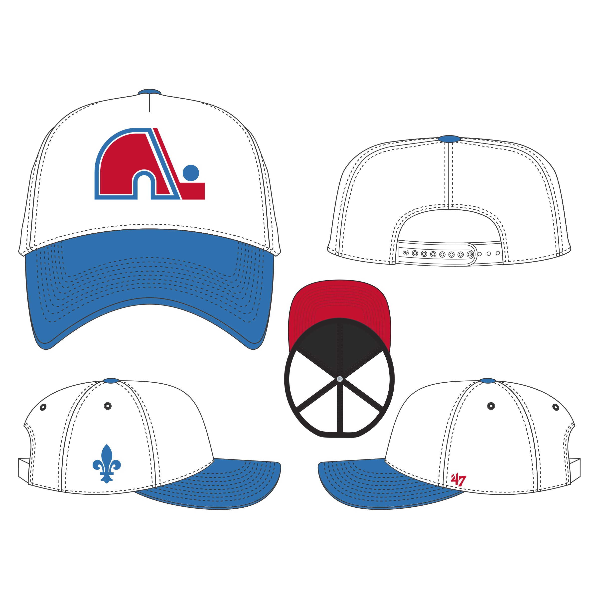 Casquette snapback MVP Sure Shot vintage des Nordiques de Québec LNH 47 pour homme