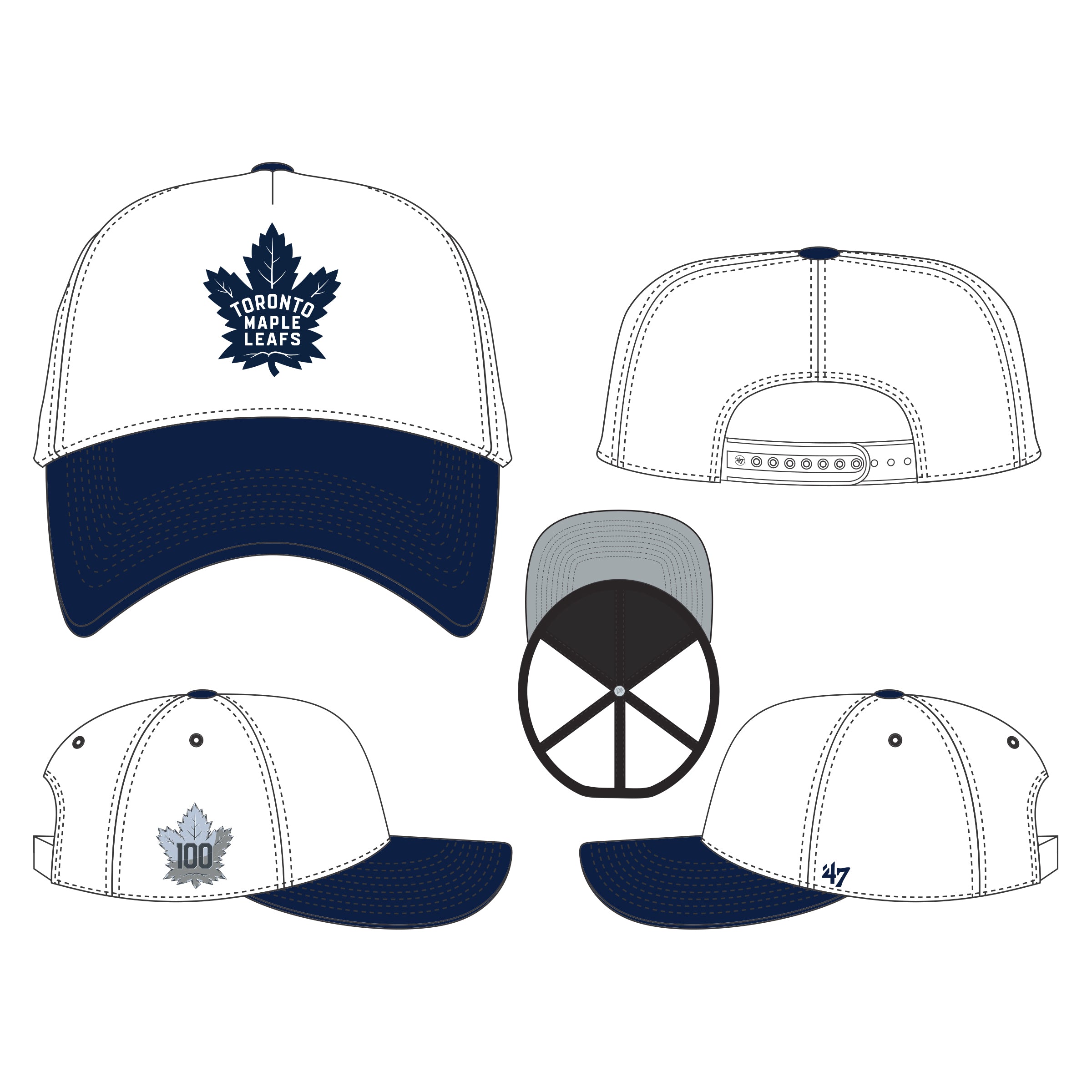 Toronto Maple Leafs NHL 47 Brand Men's Whiteout MVP Sure Shot Snapback