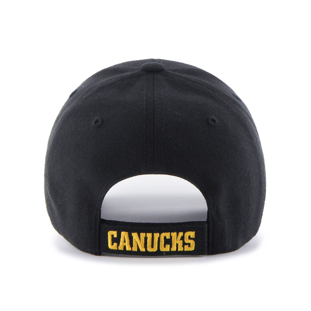 Casquette ajustable noire avec logo de patinage volant vintage MVP NHL 47 pour homme des Canucks de Vancouver