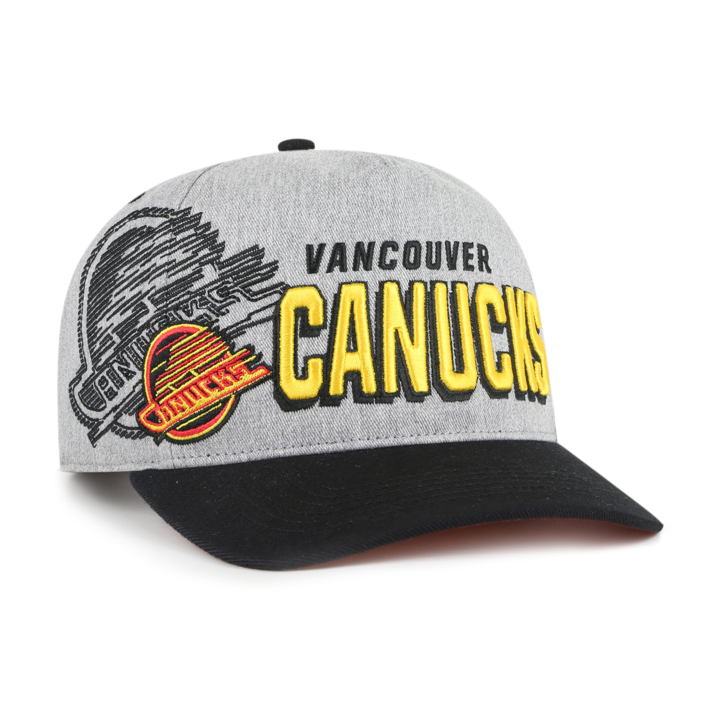 Vancouver Canucks NHL 47 Brand Men's Grey/Black Two tone Overshadow Hitch Snapback