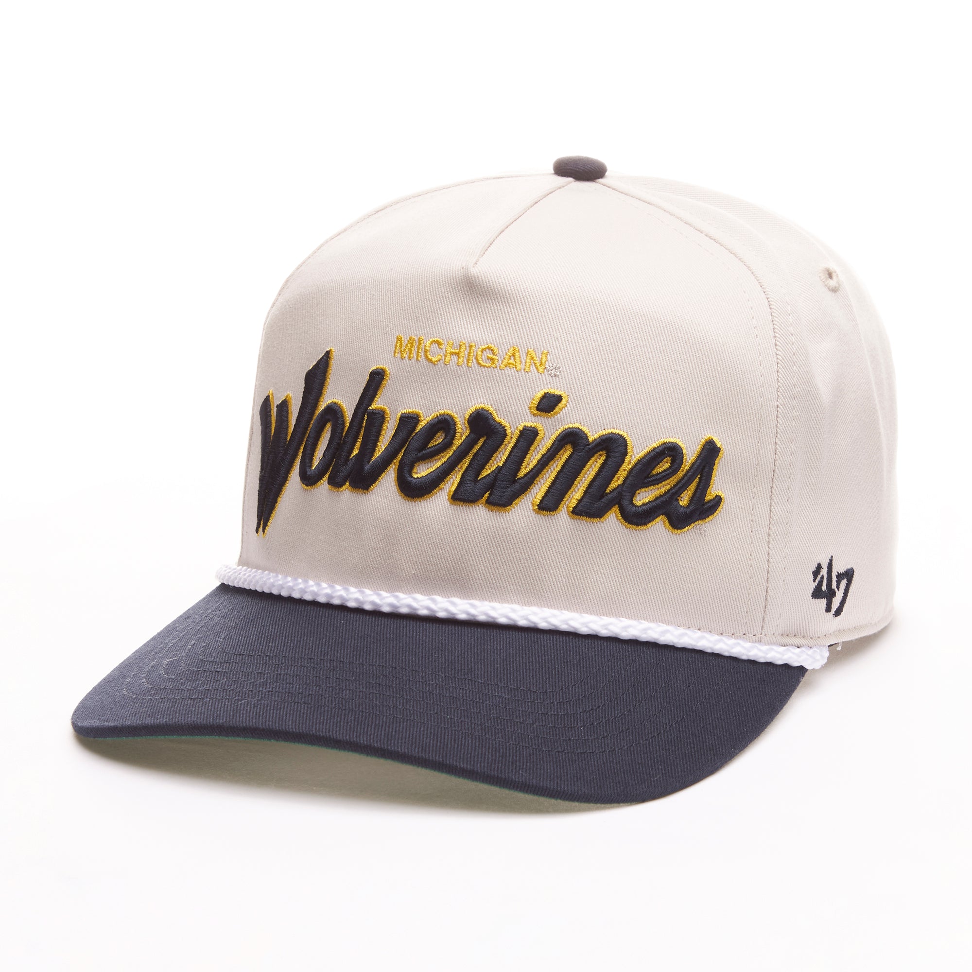 Michigan Wolverines NCAA 47 Brand Men's Natural Crosstown Script Snapback Hat