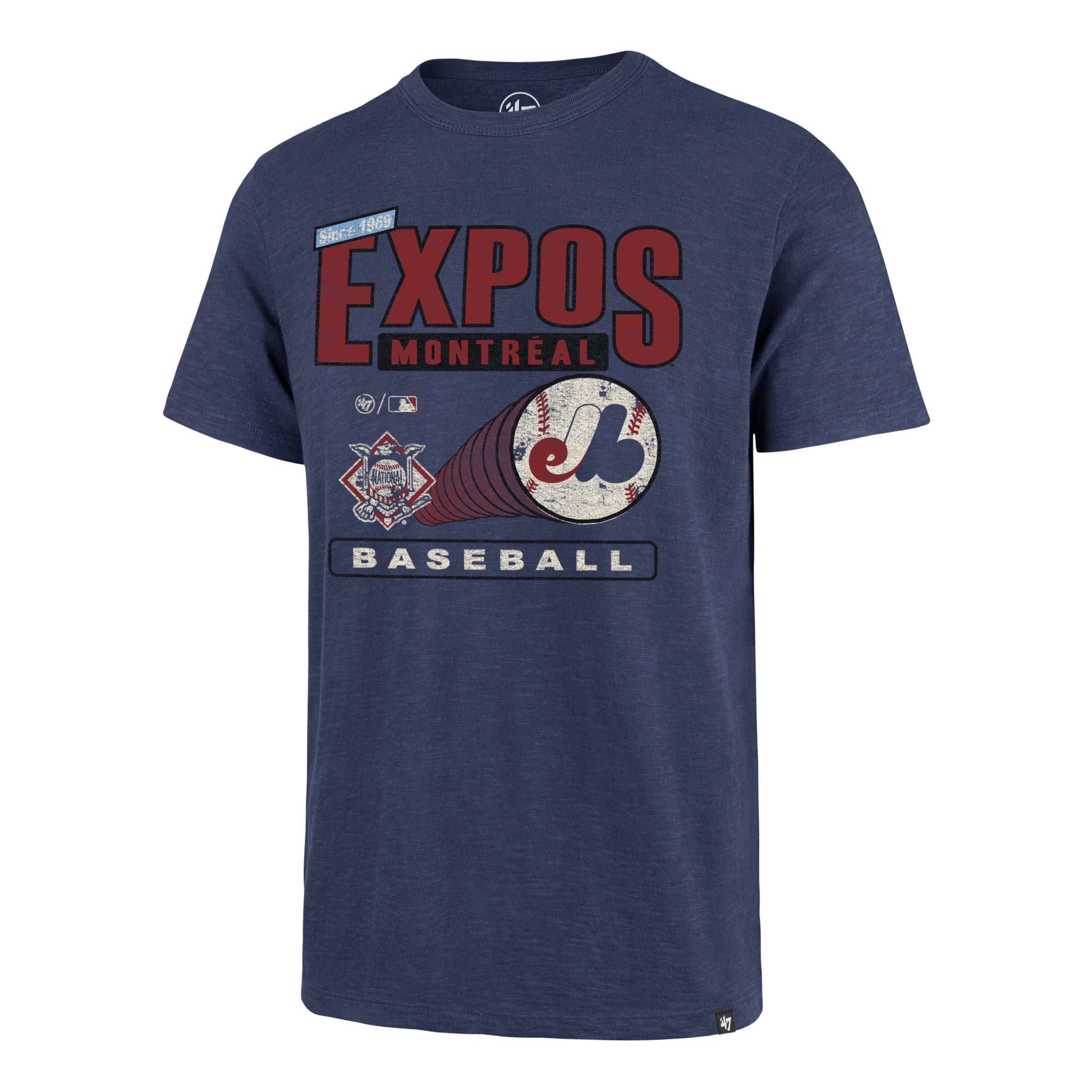 T-shirt MLB 47 Brand Royal Pastime Scrum pour homme des Expos de Montréal