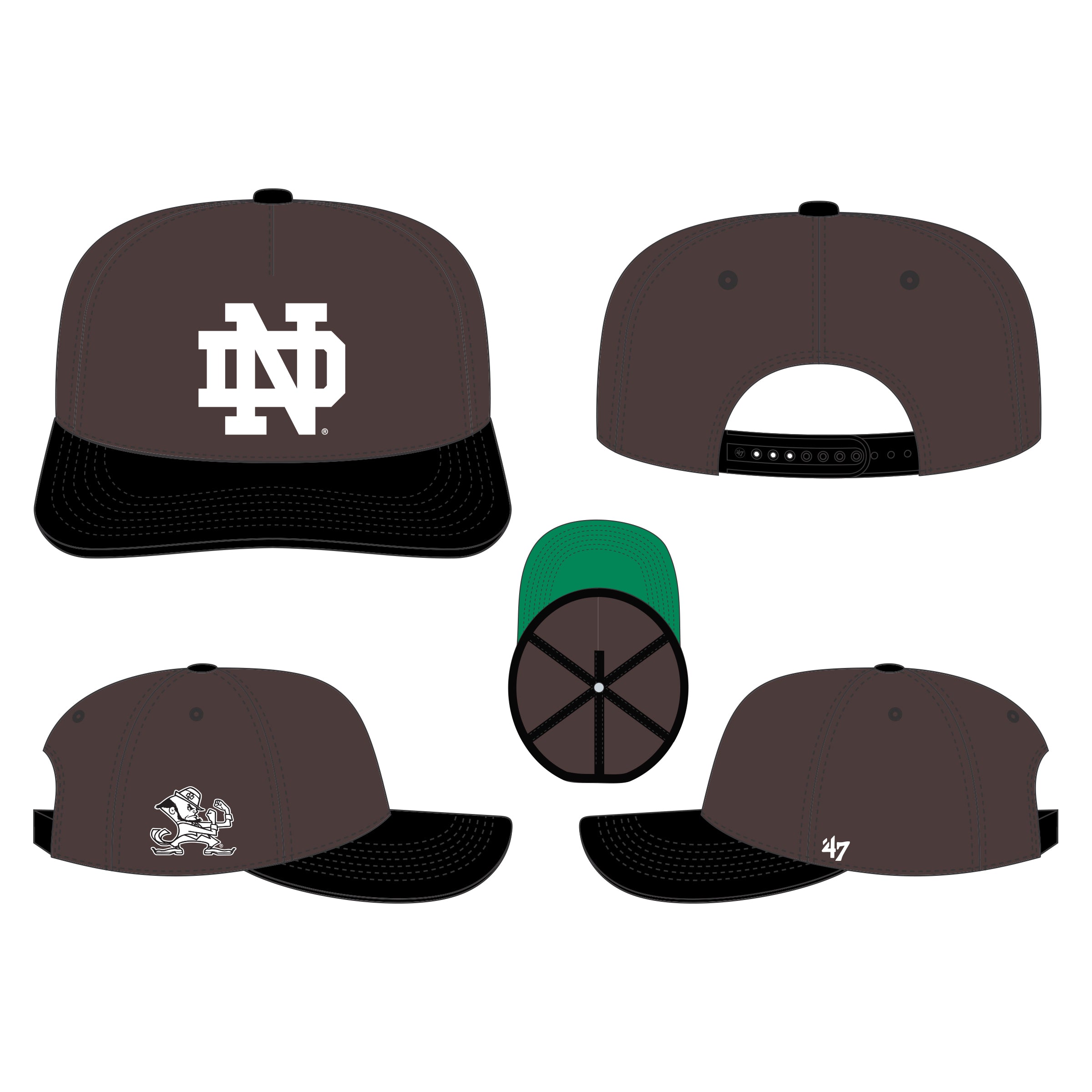 Notre Dame Fighting Irish NCAA 47 Brand Men's Dark Chocolate Sure Shot Hitch Snapback