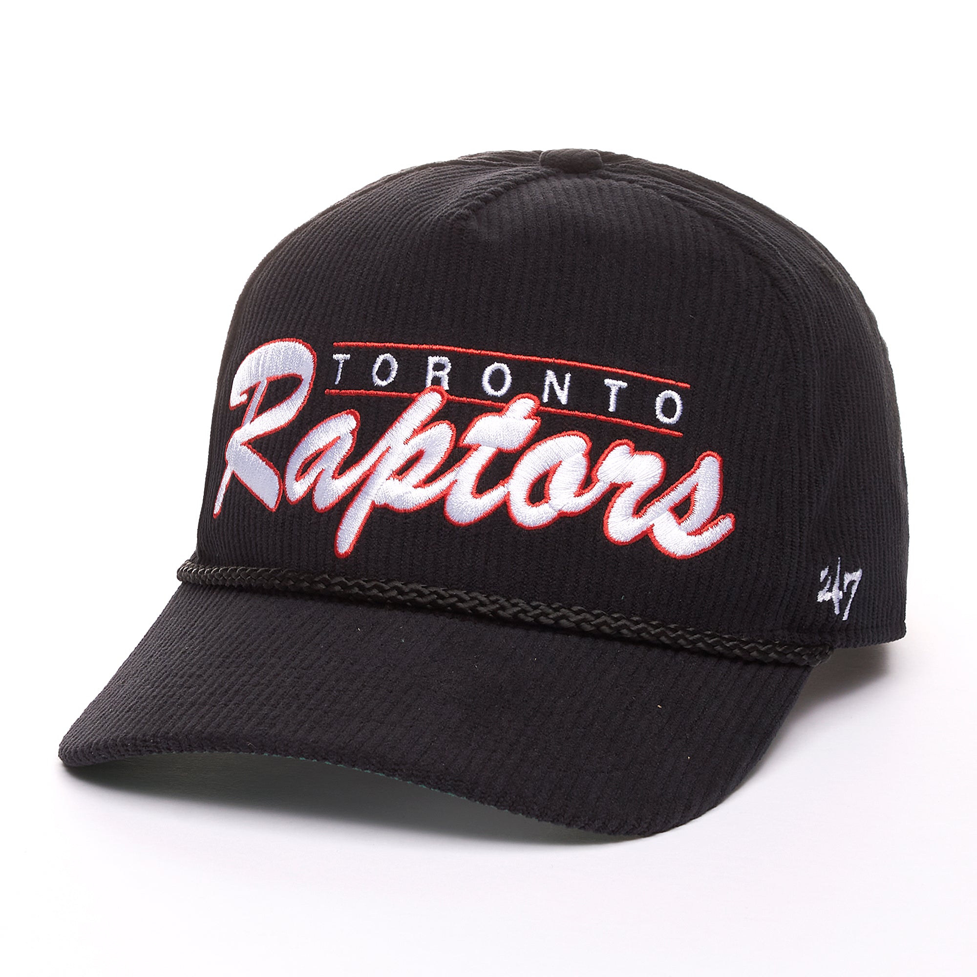 Toronto Raptors NBA 47 Brand Men's Black Double Header Thick Cord Hitch Adjustable Hat