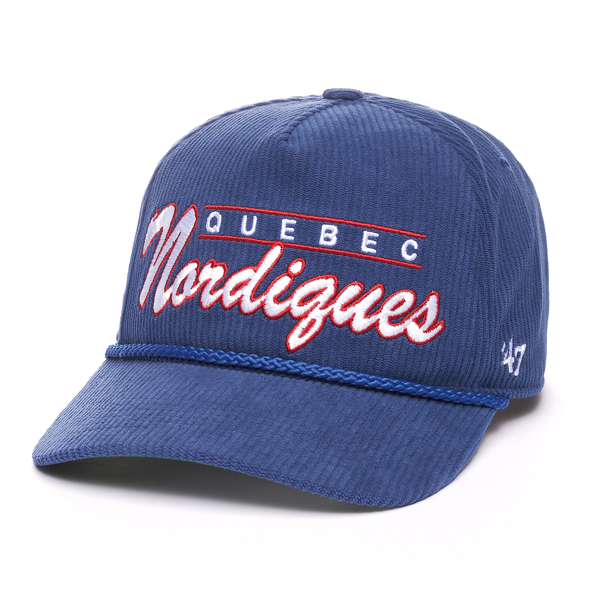 Quebec Nordiques NHL 47 Brand Men's Royal Double Header Thick Cord Hitch Snapback Hat